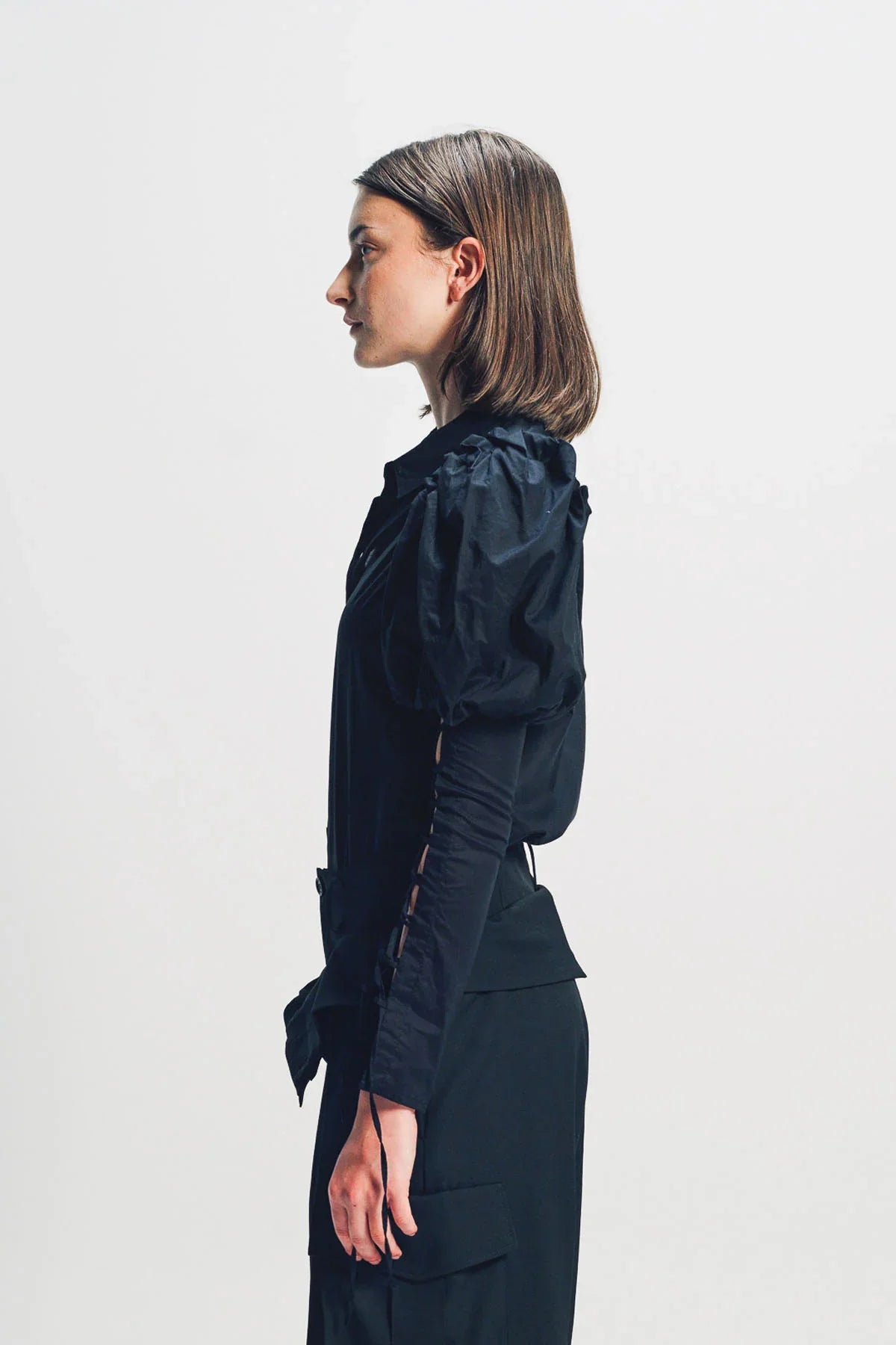 LIMI FEU | LAWN LACE UP SLEEVE BLOUSE