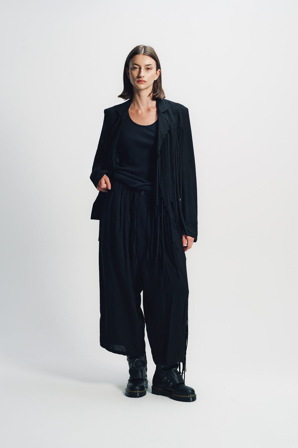 LIMI FEU | HIGH TWISTED GABARDINE FRINGE PANTS