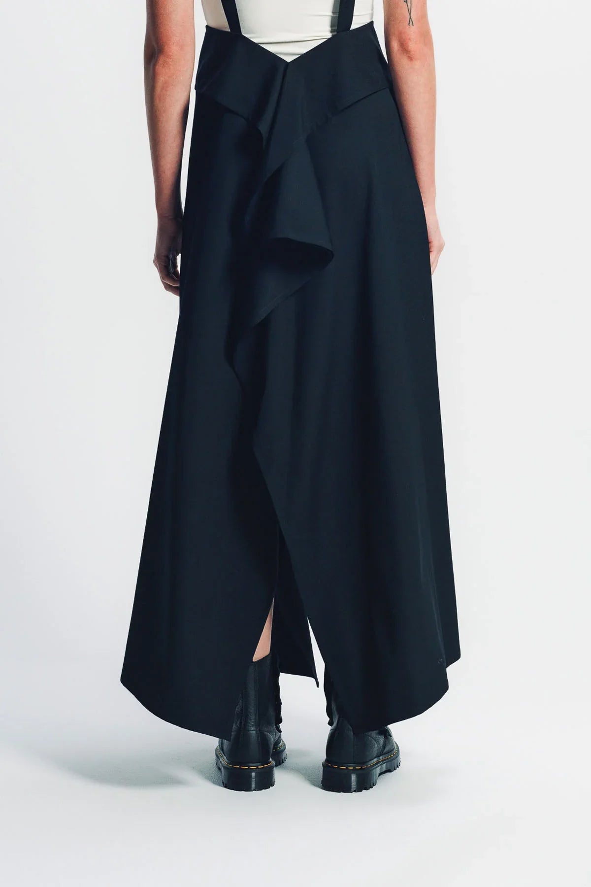 LIMI FEU | WOOL GABARDINE SQUARED SUSPENDER SKIRT