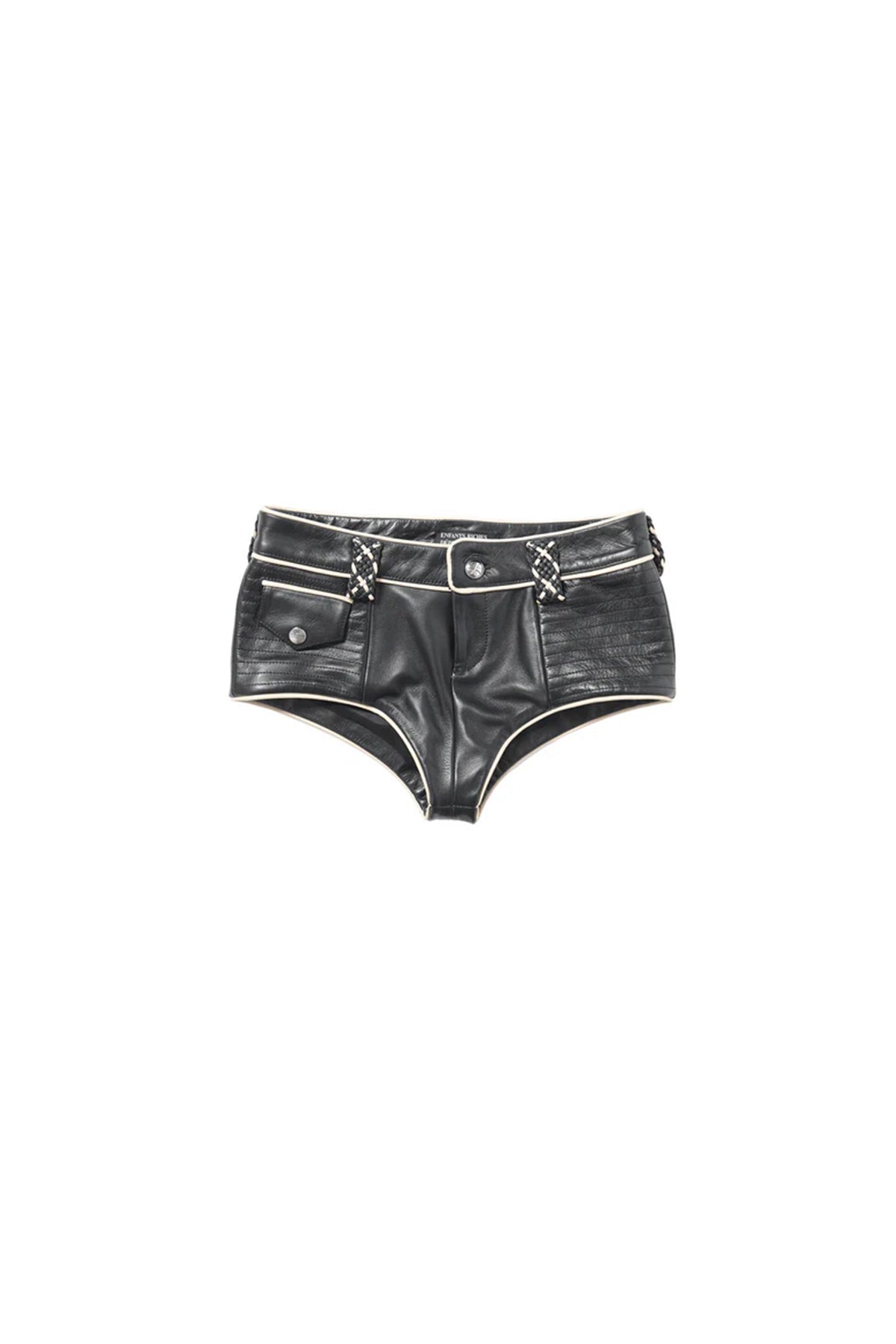 ENFANTS RICHES DÉPRIMÉS | LEATHER MICRO SHORTS WITH BRAIDED BELT LOOPS
