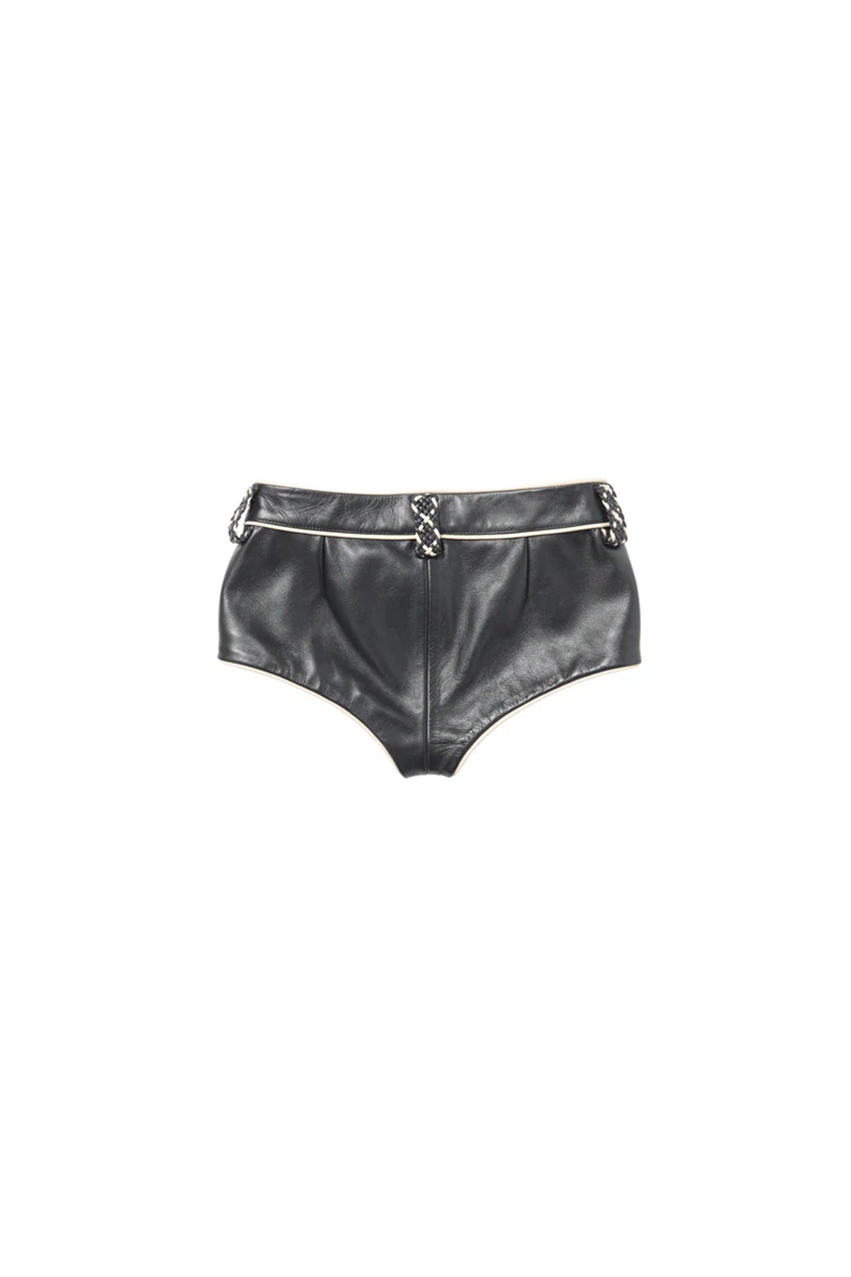 ENFANTS RICHES DÉPRIMÉS | LEATHER MICRO SHORTS WITH BRAIDED BELT LOOPS