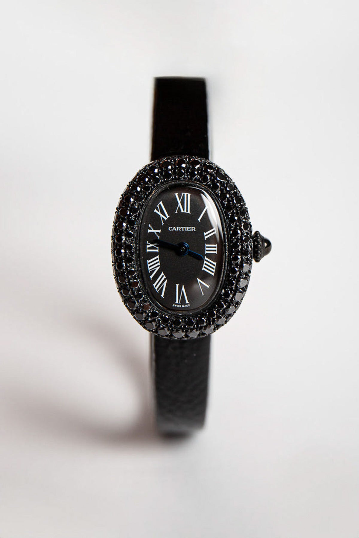 CARTIER | BAIGNOIRE WATCH WITH BLACK DIAMOND BEZEL