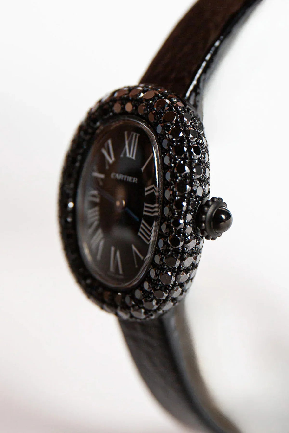 CARTIER | BAIGNOIRE WATCH WITH BLACK DIAMOND BEZEL