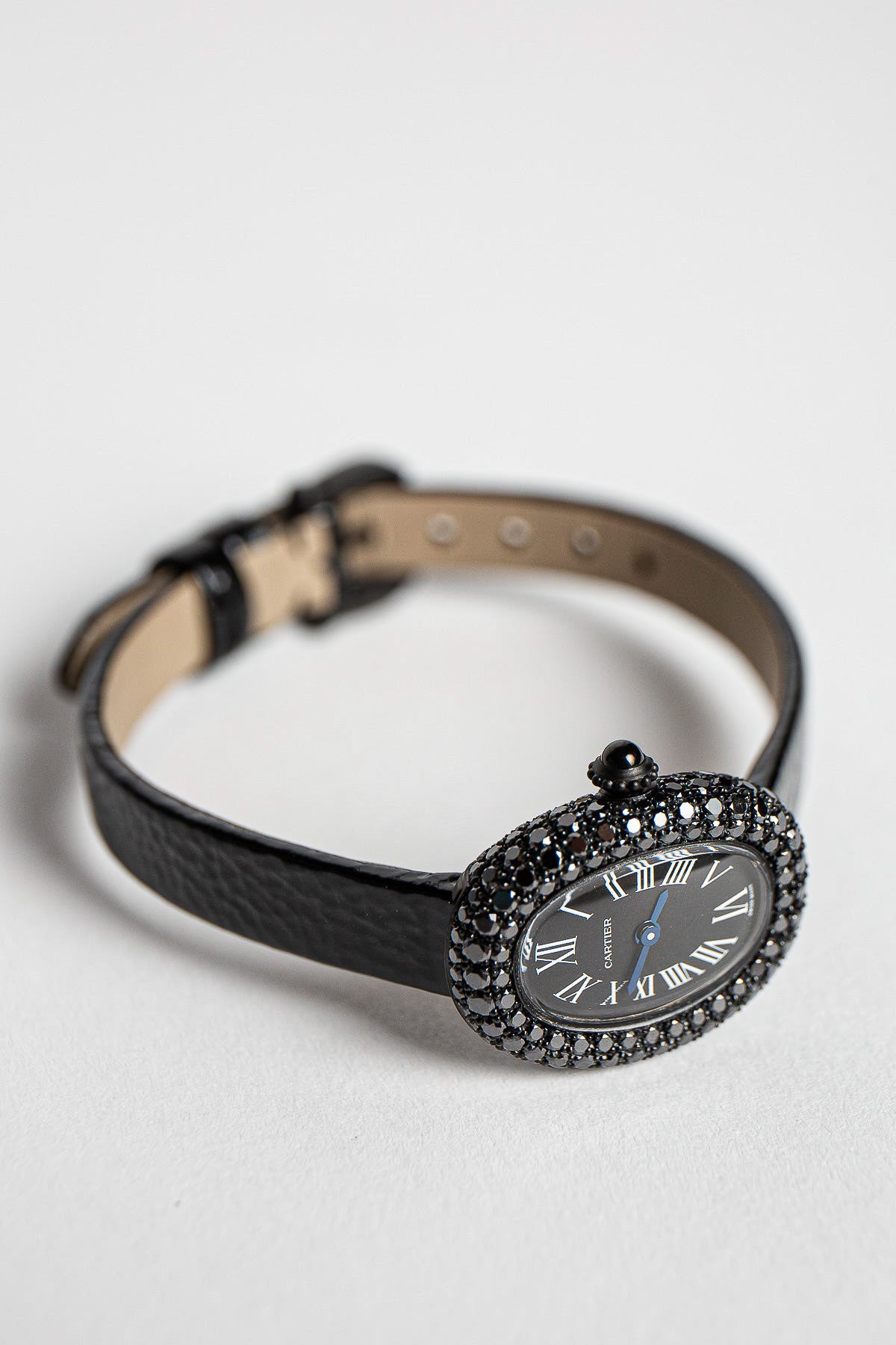 CARTIER | BAIGNOIRE WATCH WITH BLACK DIAMOND BEZEL