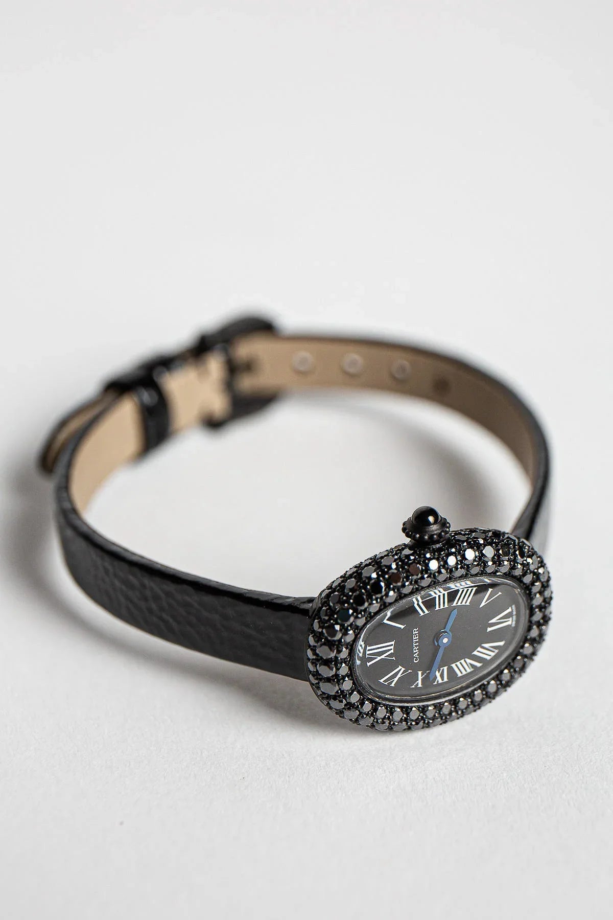 CARTIER | BAIGNOIRE WATCH WITH BLACK DIAMOND BEZEL