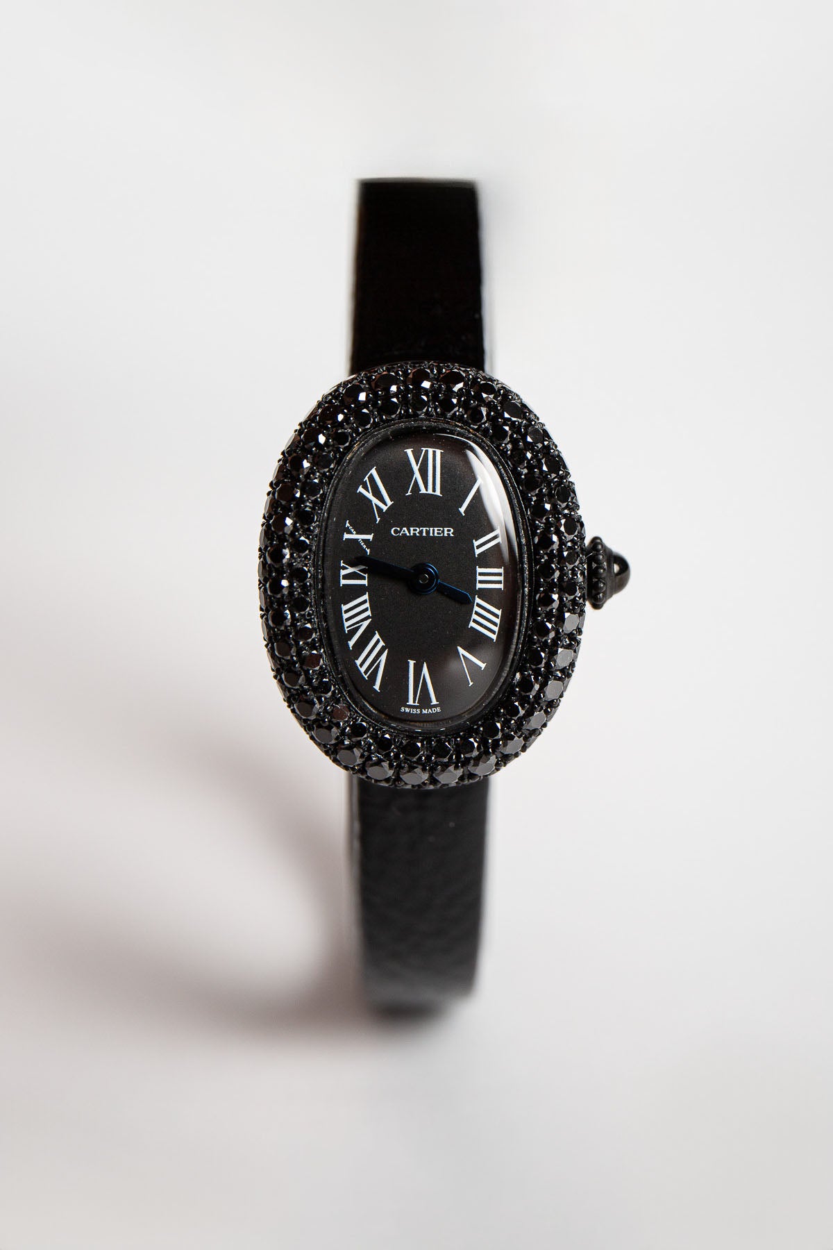 CARTIER | BAIGNOIRE WATCH WITH BLACK DIAMOND BEZEL