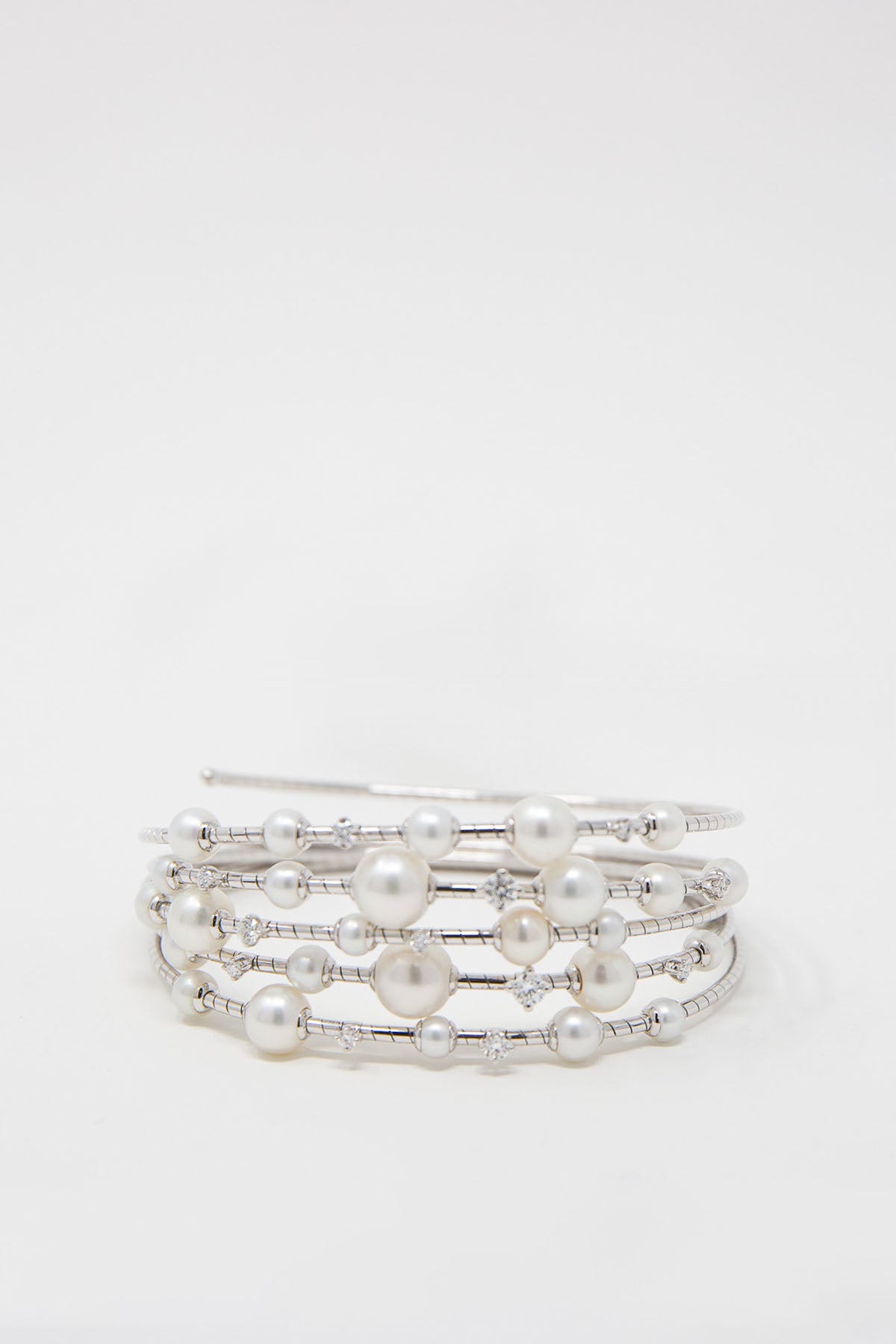 MATTIA CIELO | 18K WHITE GOLD & TITANIUM DIAMOND & PEARL BRACELET
