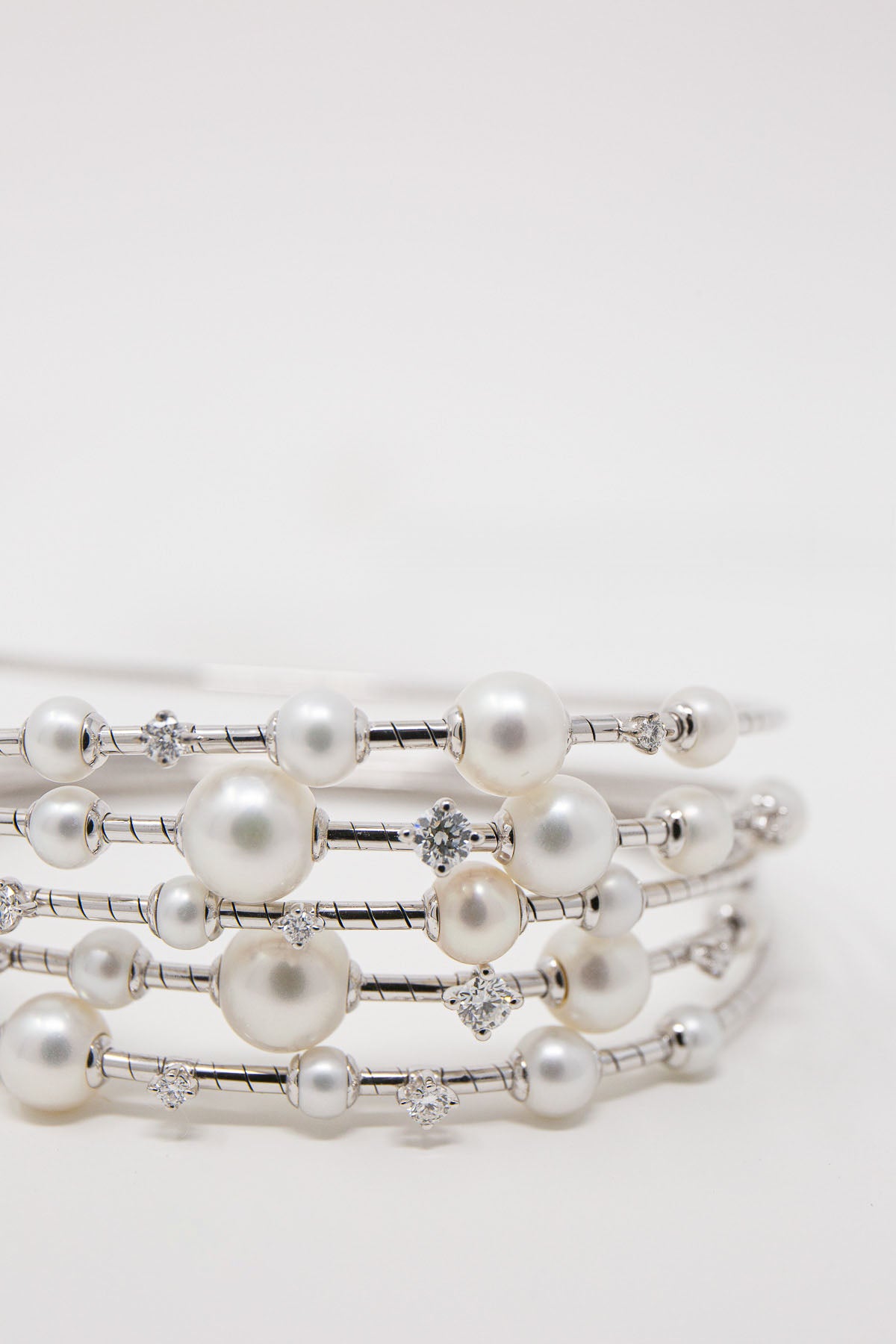 MATTIA CIELO | 18K WHITE GOLD & TITANIUM DIAMOND & PEARL BRACELET