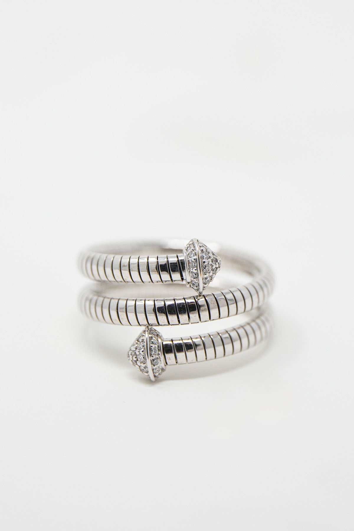 MATTIA CIELO | 18K WHITE GOLD & TITANIUM DIAMOND SWIRL RING