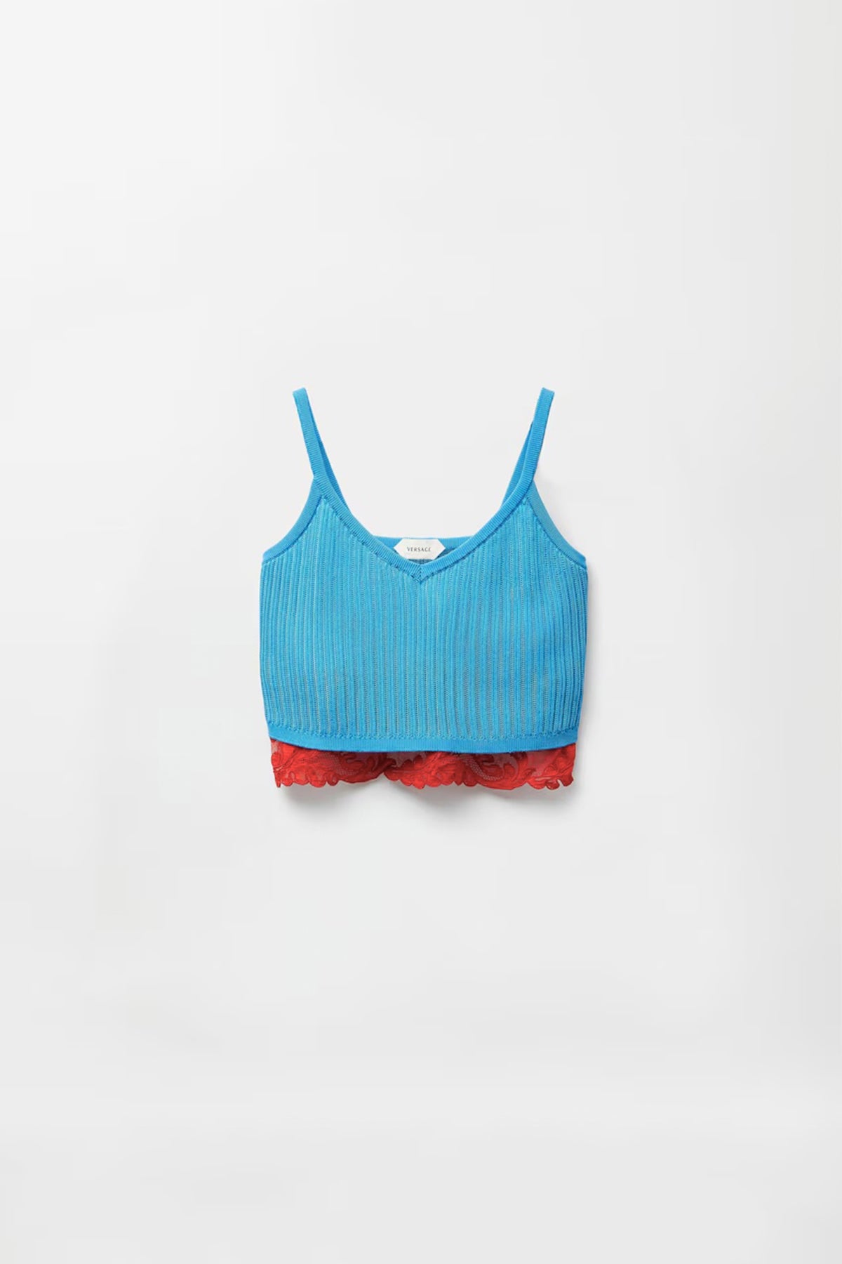 Versace | Lace-Trim Viscose-Blend Ribbed Knit Tank Top