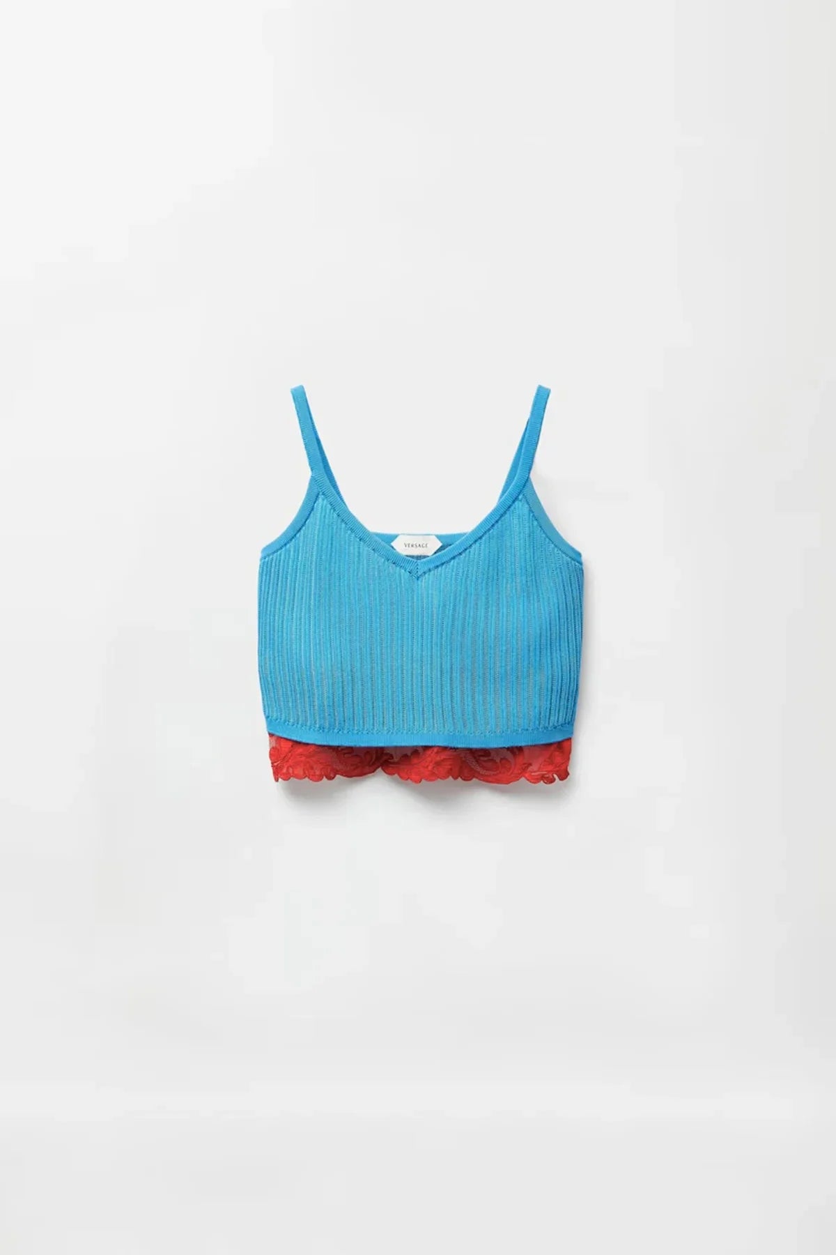 Versace | Lace-Trim Viscose-Blend Ribbed Knit Tank Top