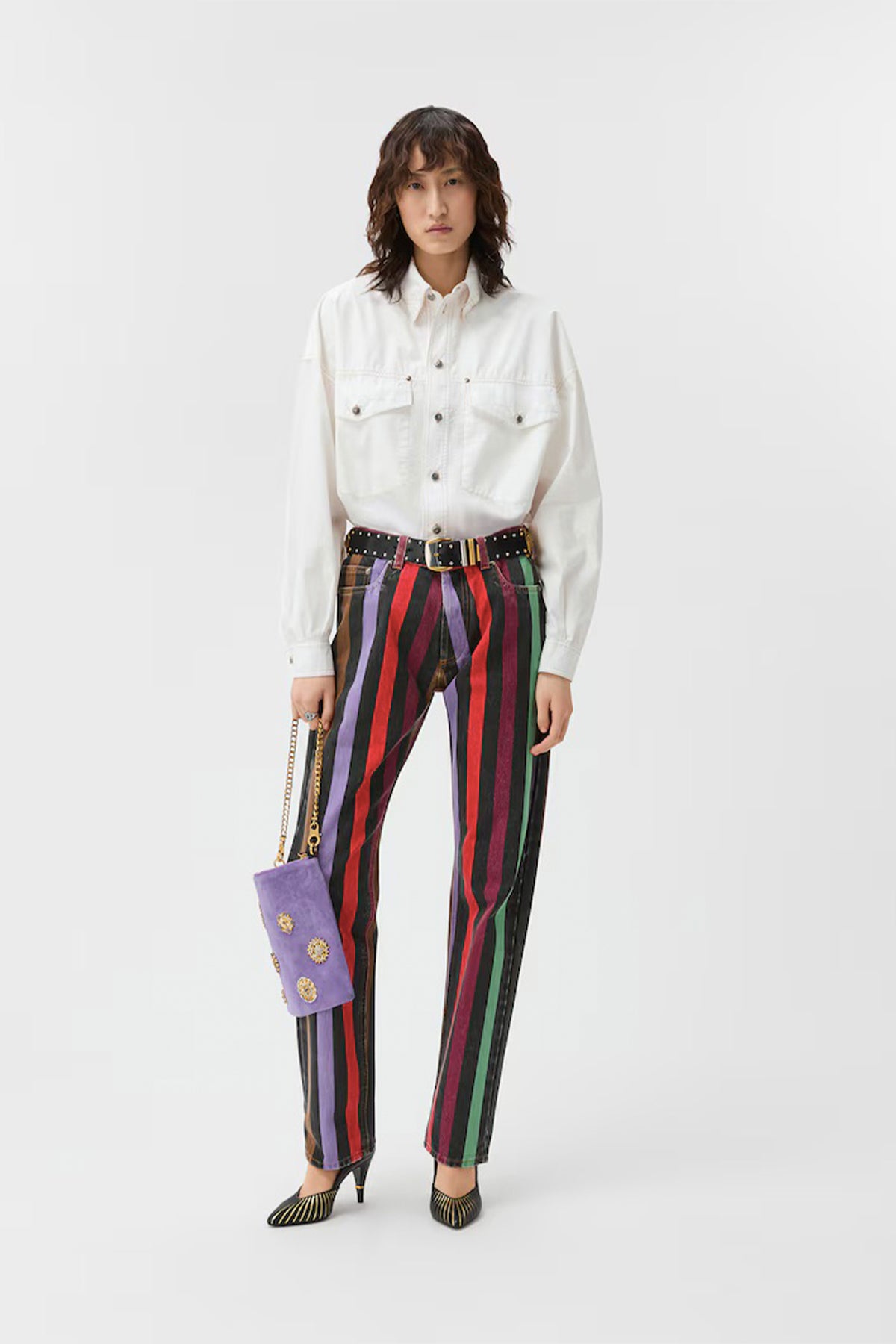 VERSACE | Striped Straight Jeans