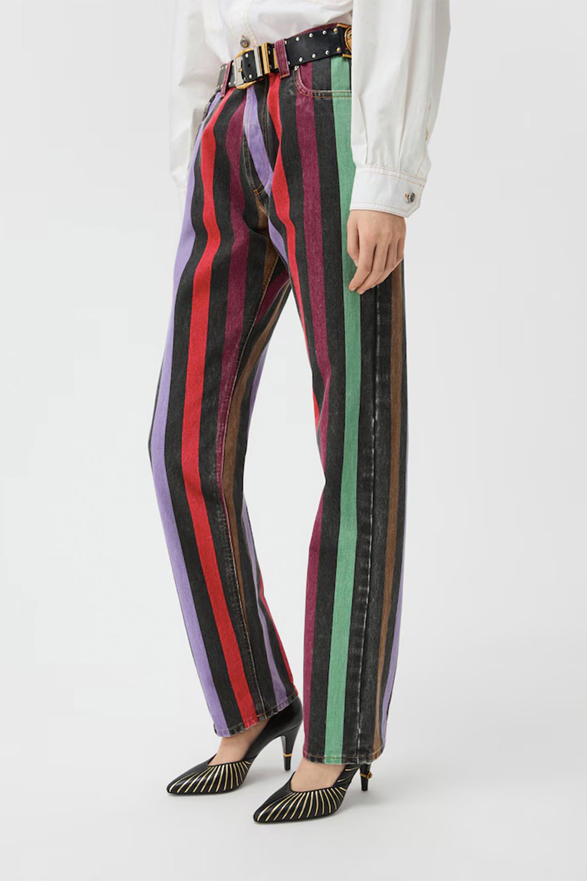 VERSACE | Striped Straight Jeans
