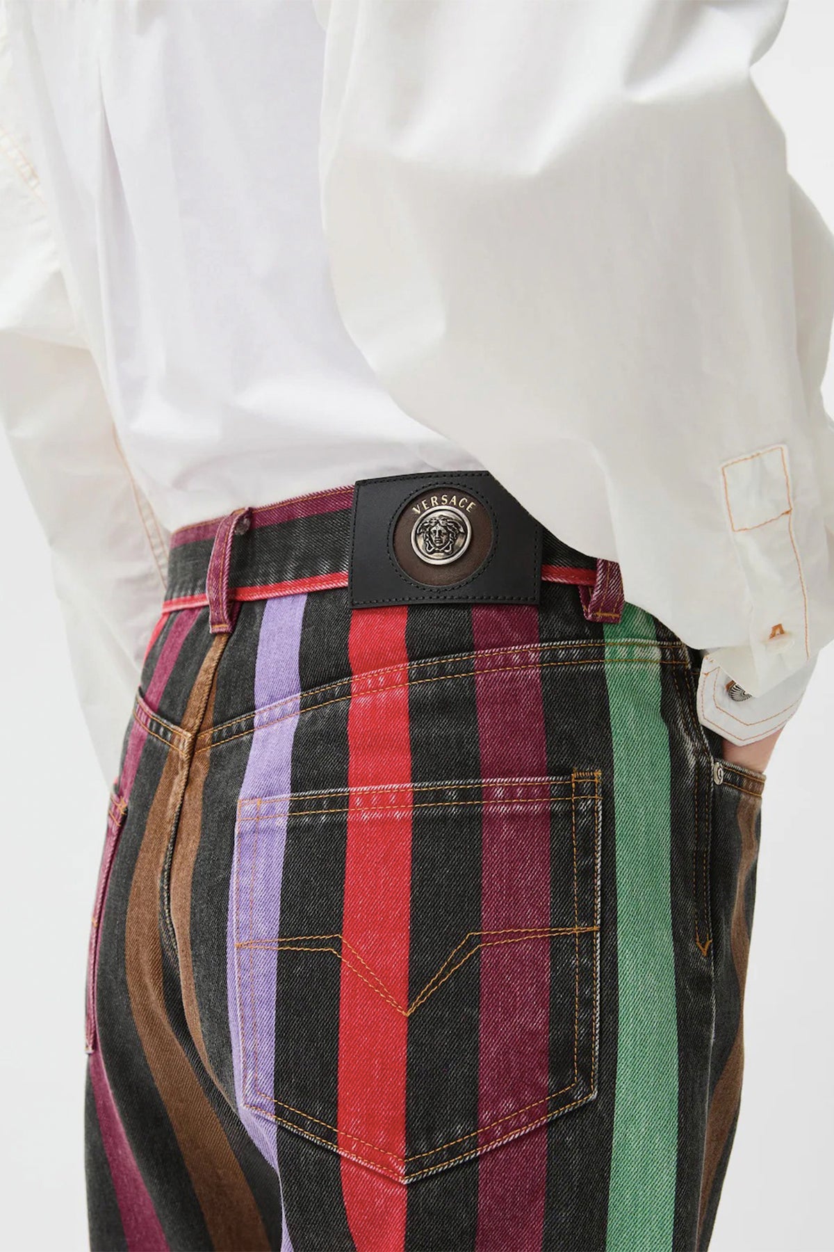 VERSACE | Striped Straight Jeans