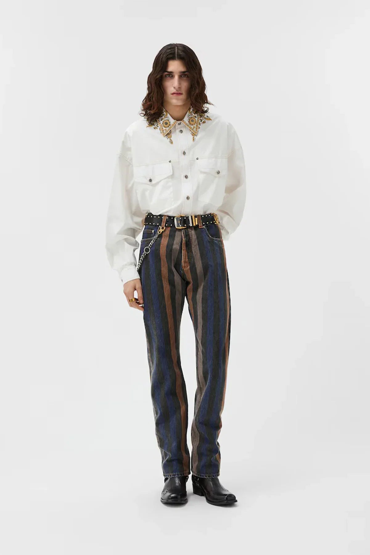 VERSACE | Striped Straight Jeans