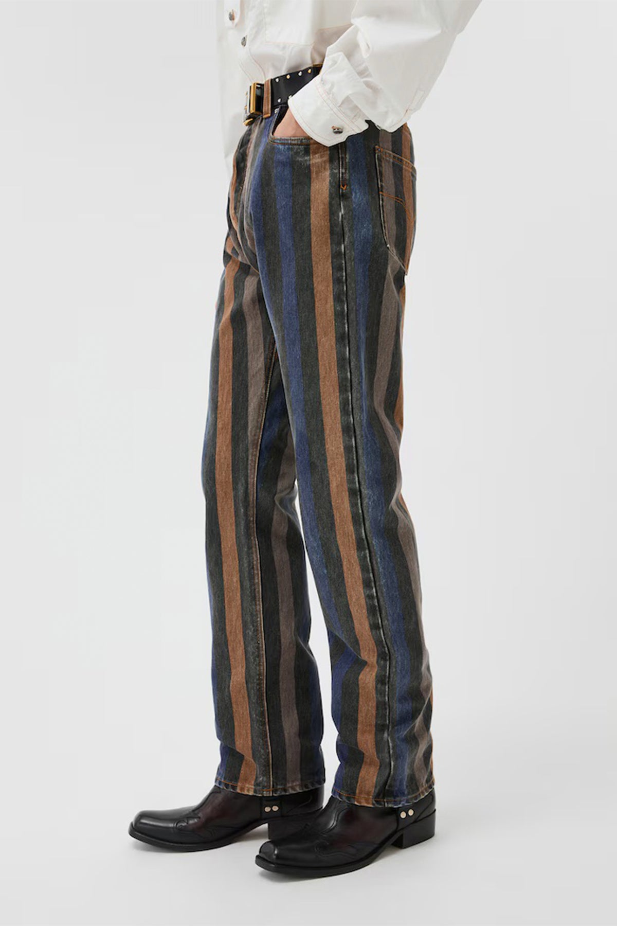 VERSACE | Striped Straight Jeans