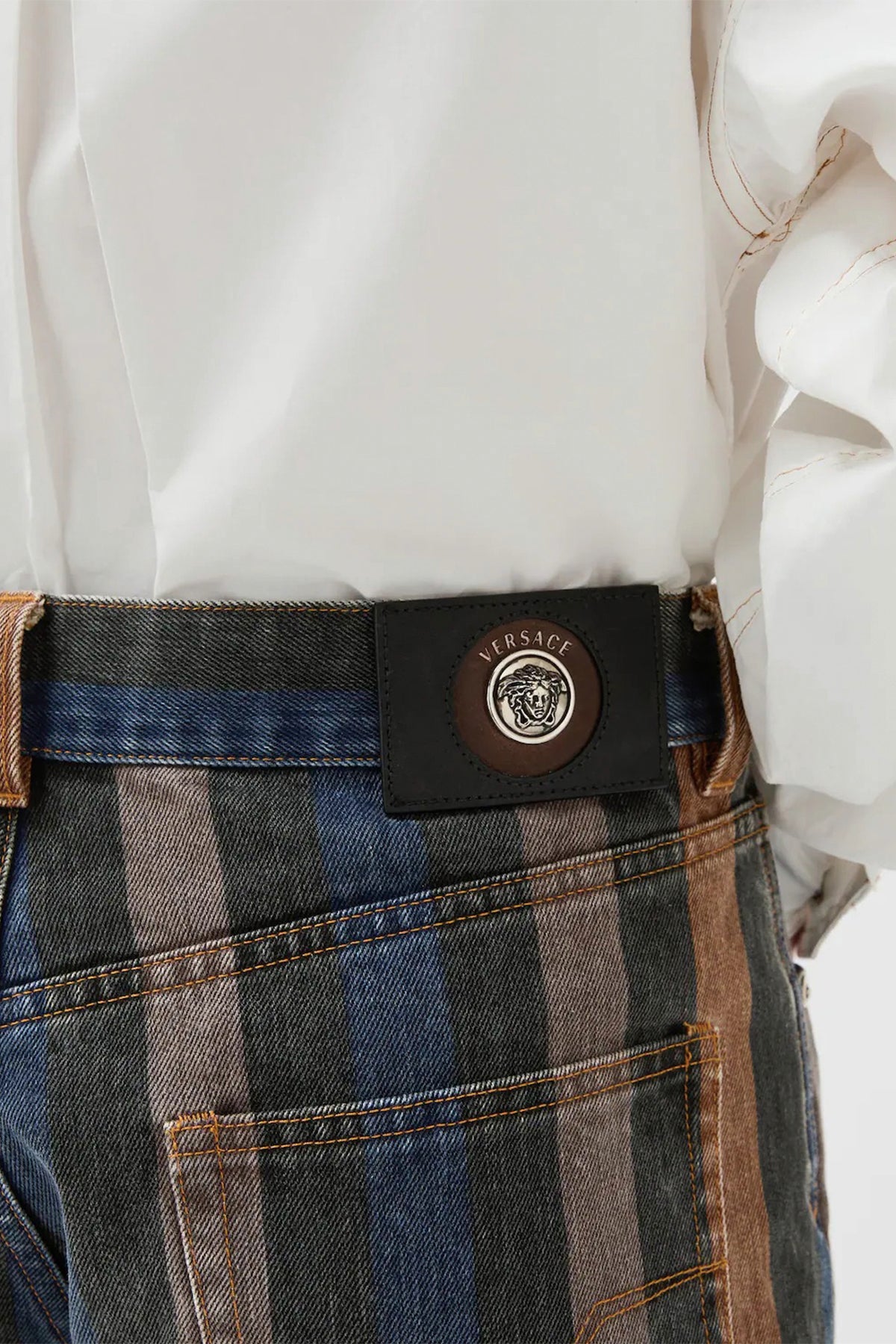 VERSACE | Striped Straight Jeans