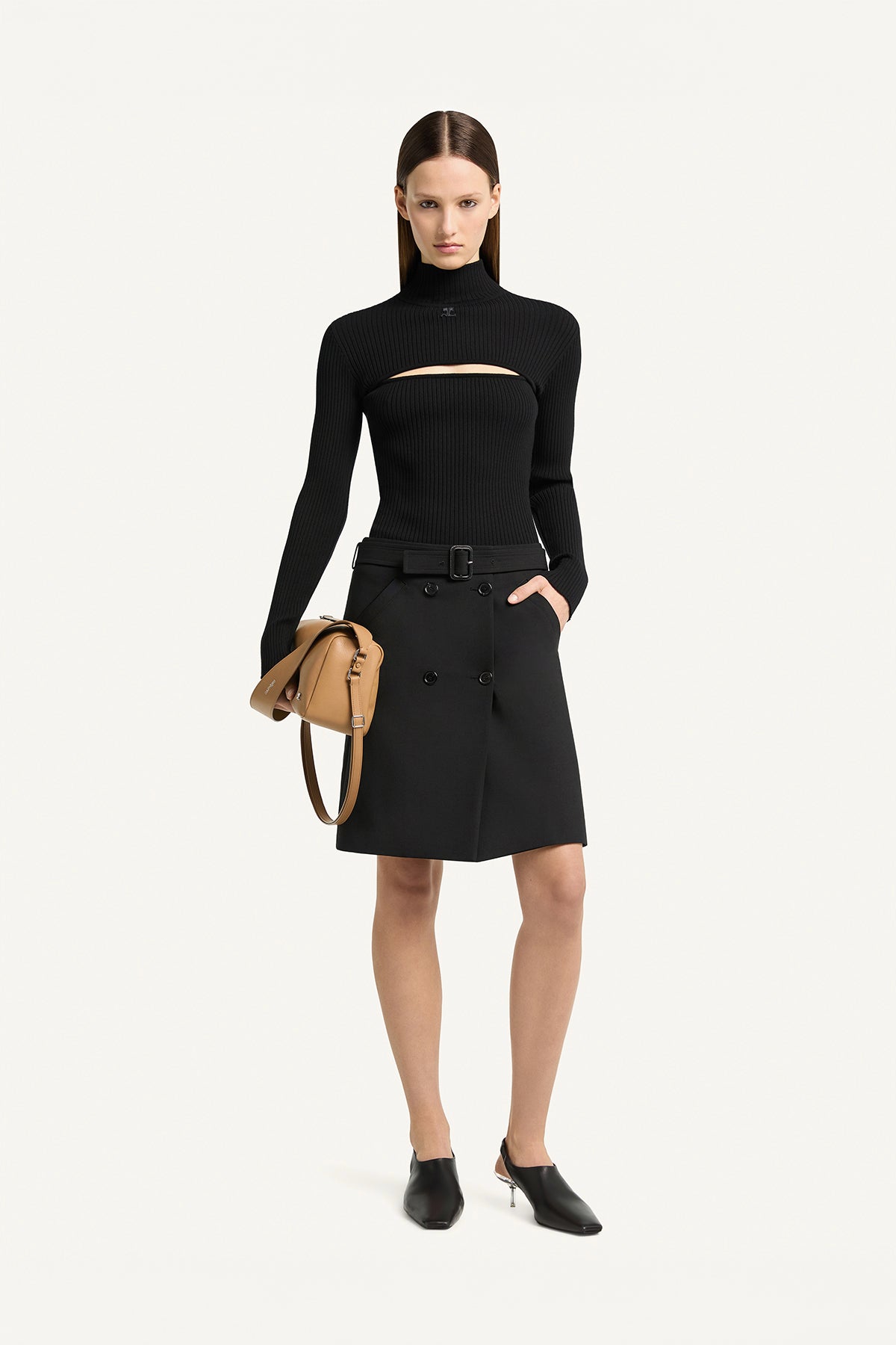 COURRÈGES | Rib Slash Mock Sweater