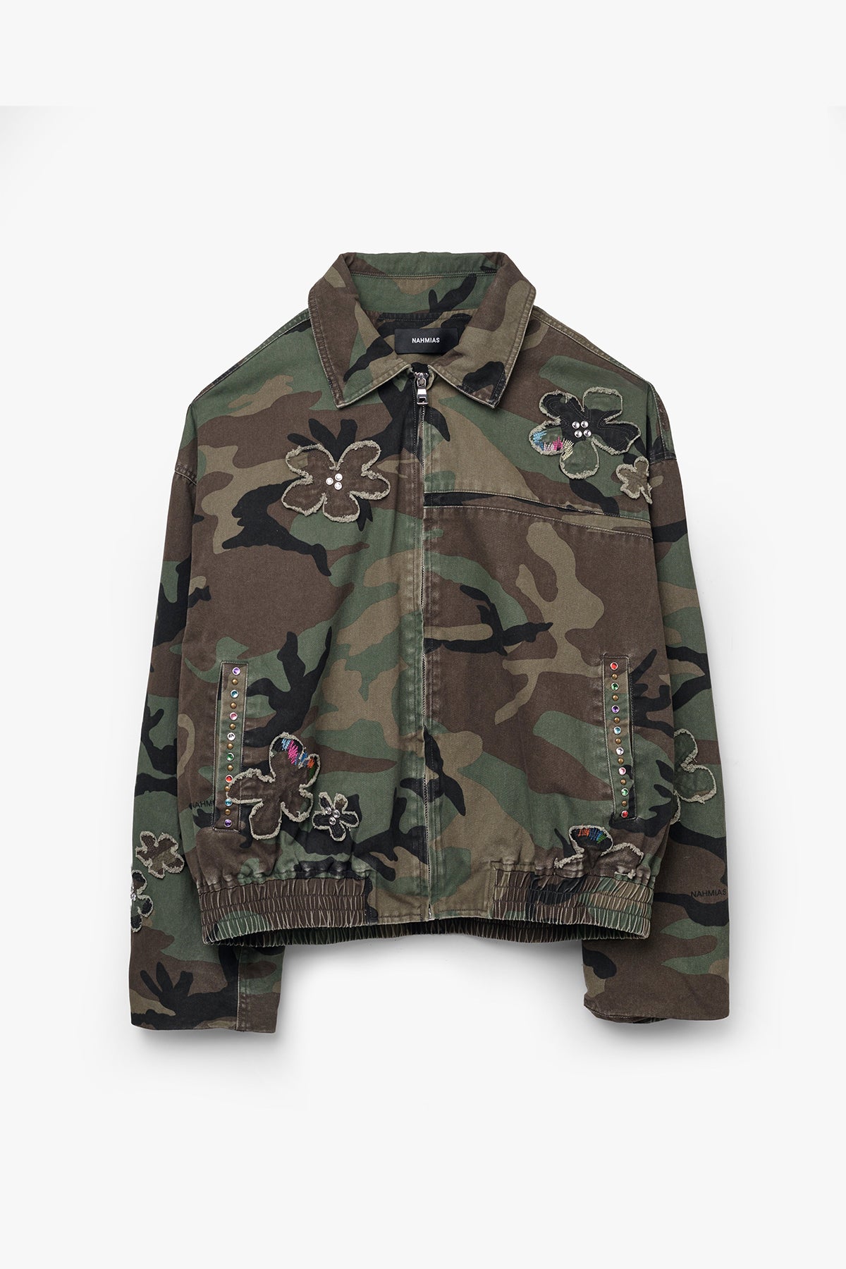 NAHMIAS | Floral Patch Crystal Camo Bomber
