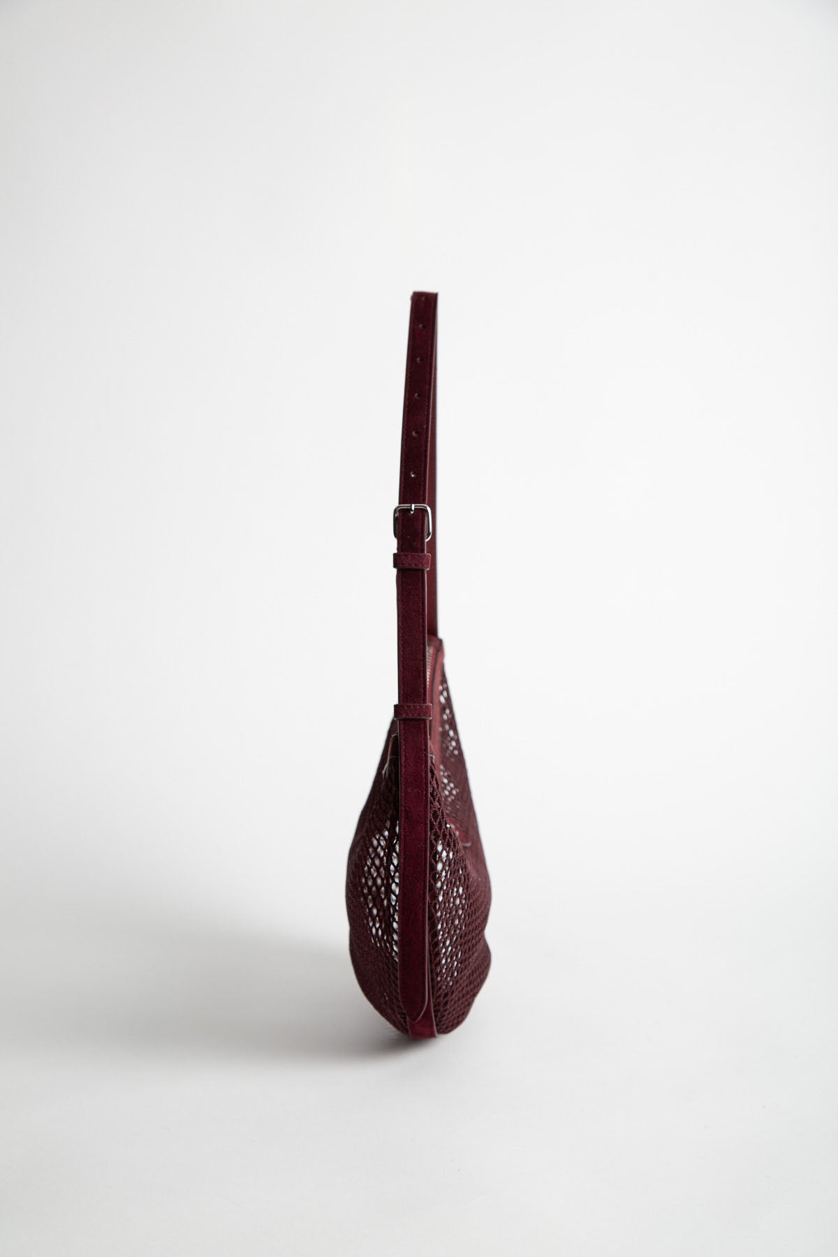 ALAÏA | One Piece Demi Lune Bag In Fishnet And Suede