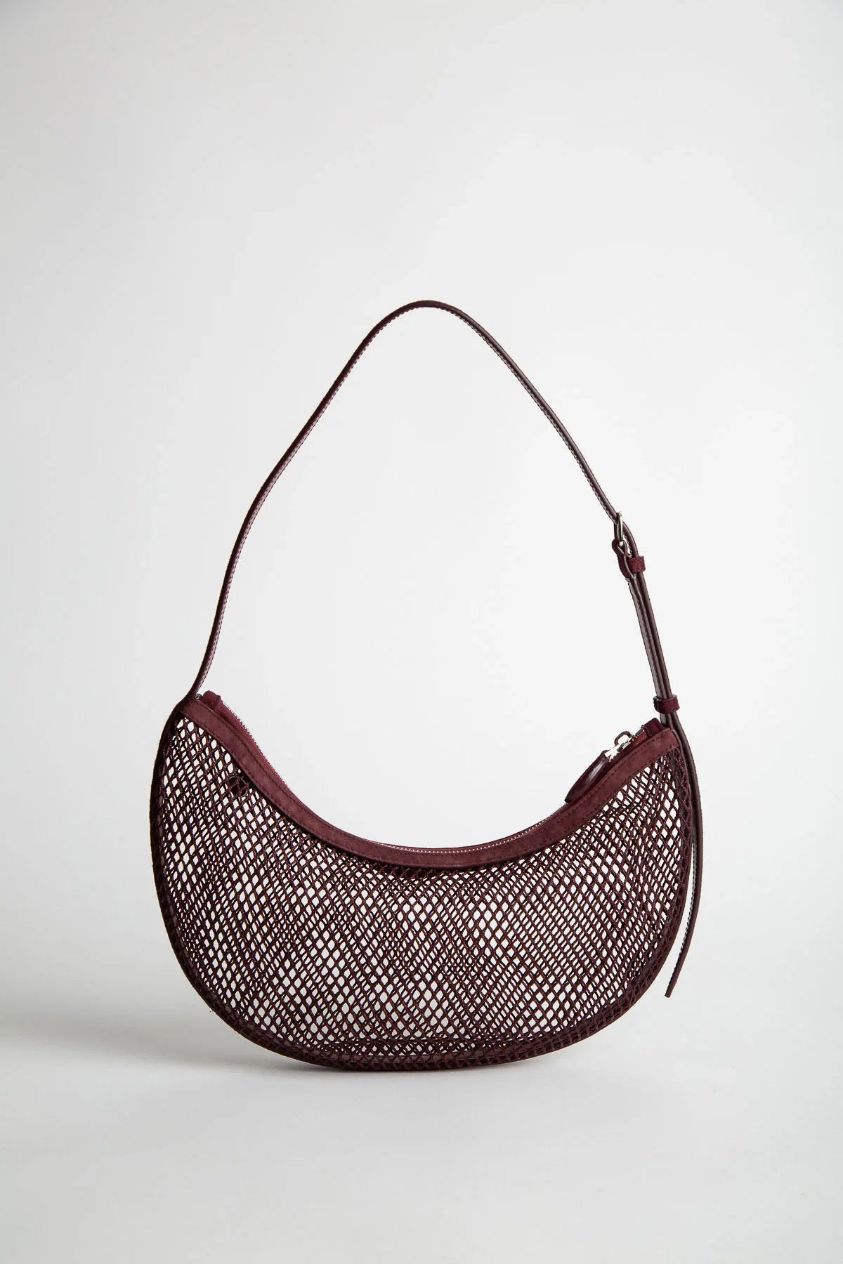 ALAÏA | One Piece Demi Lune Bag In Fishnet And Suede