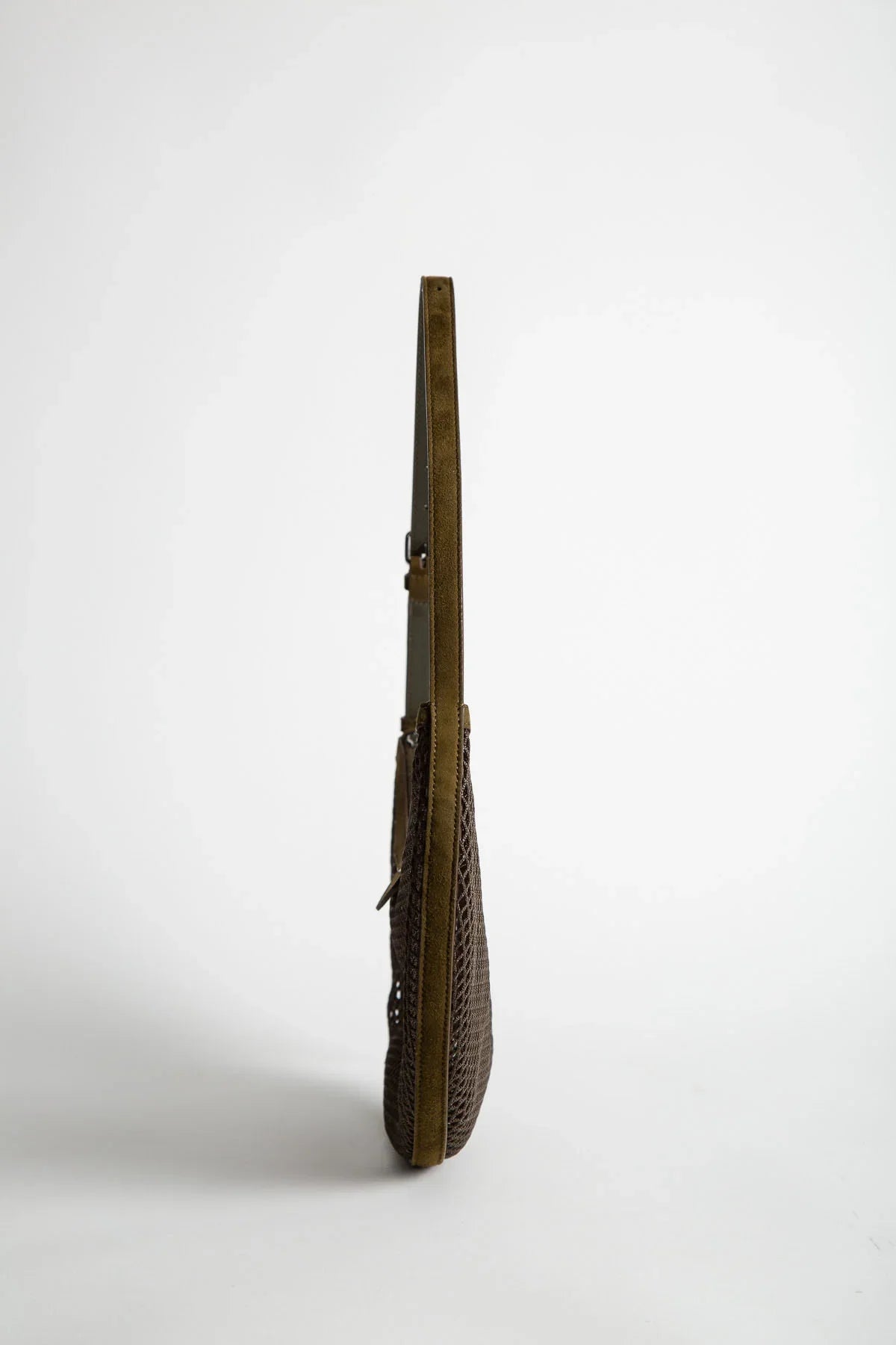ALAÏA | One Piece Demi Lune Bag In Fishnet And Suede