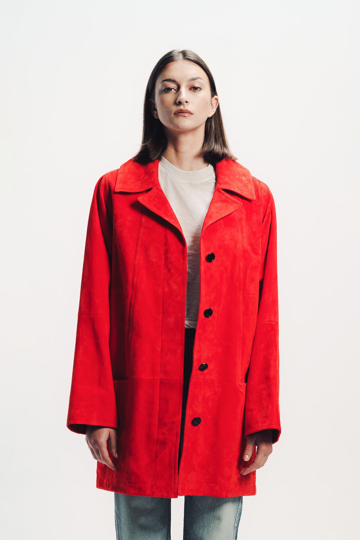 Alaïa | A-Line Velvet Goatskin Coat