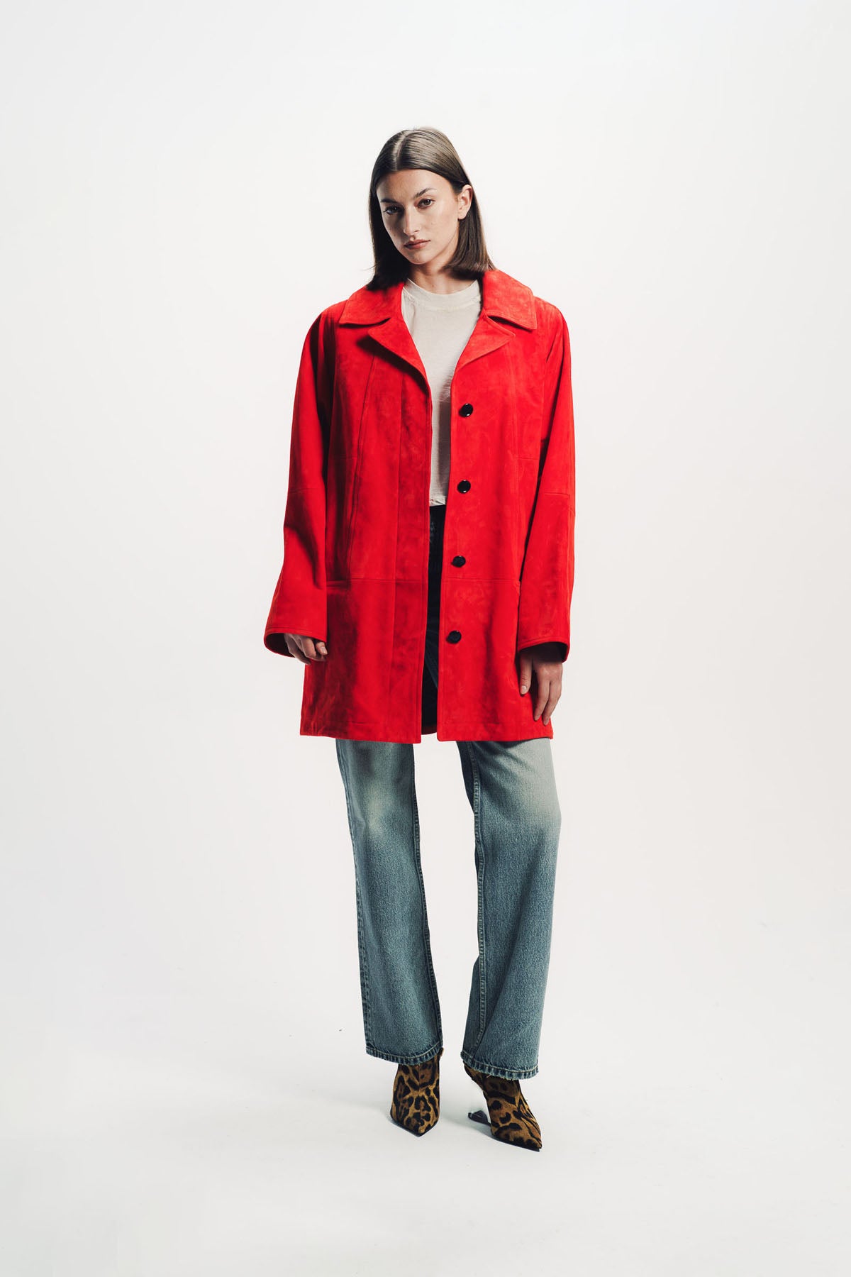 Alaïa | A-Line Velvet Goatskin Coat