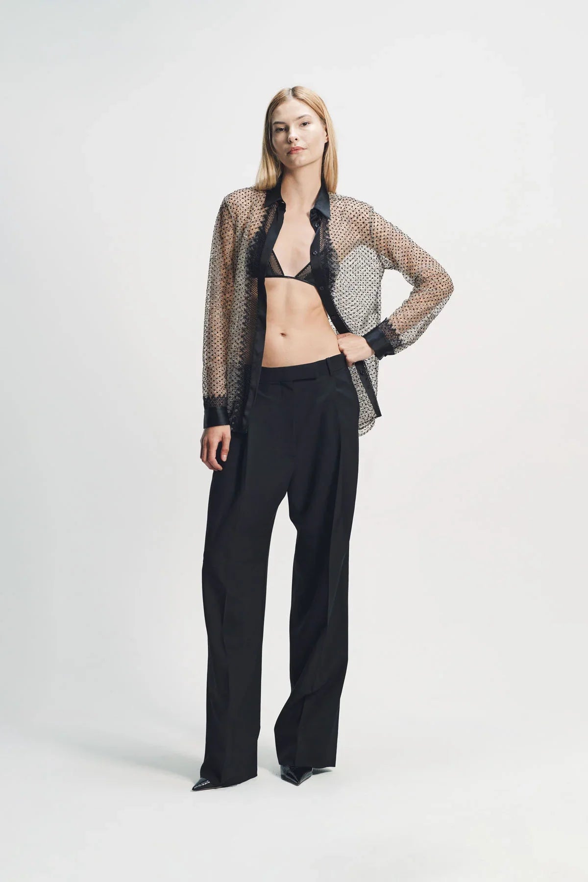 Tom Ford | Leather and Fine Mesh Triangle Bra