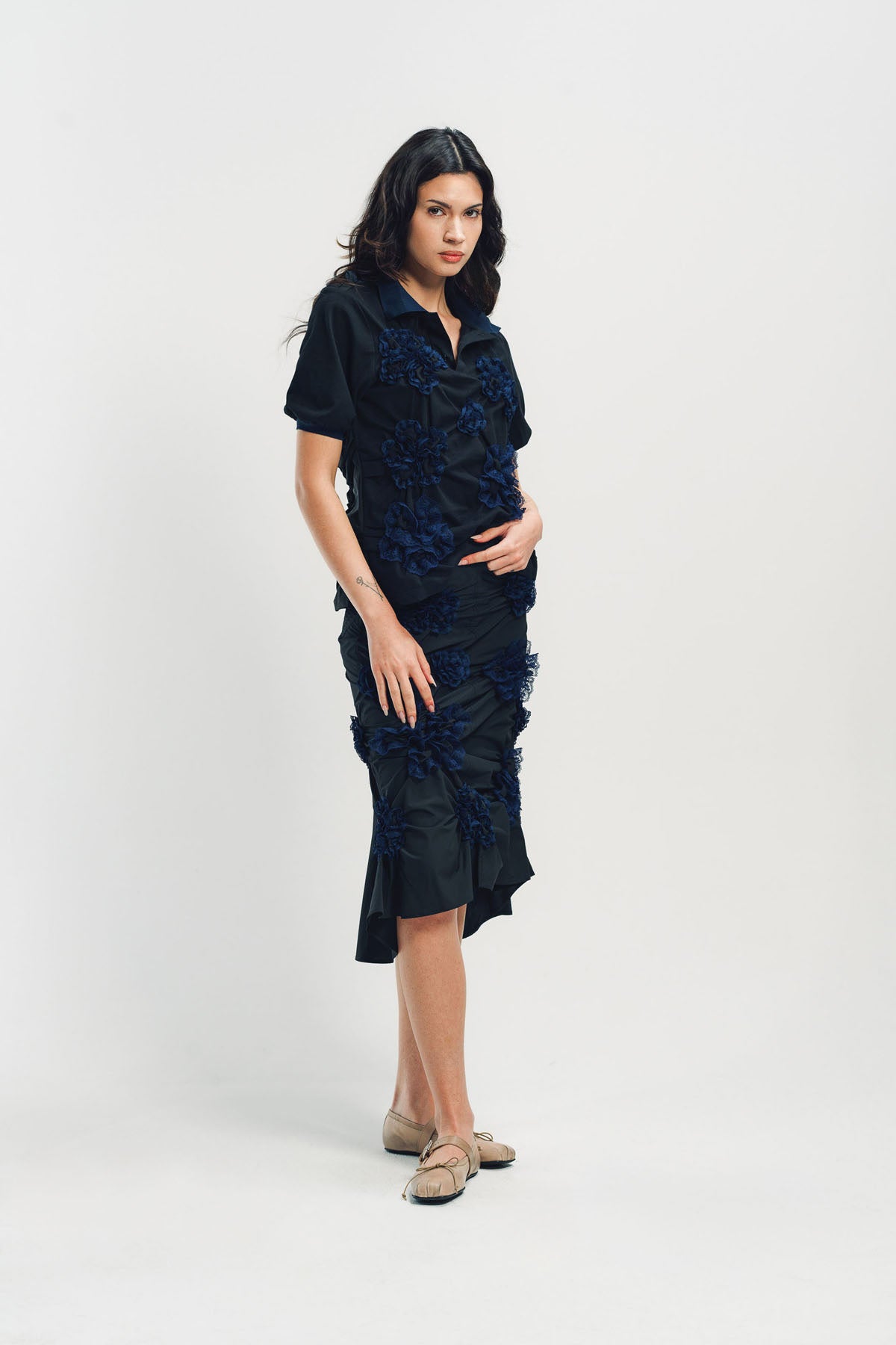 CAROLINE HU | ELASTIC RUCHING POLO