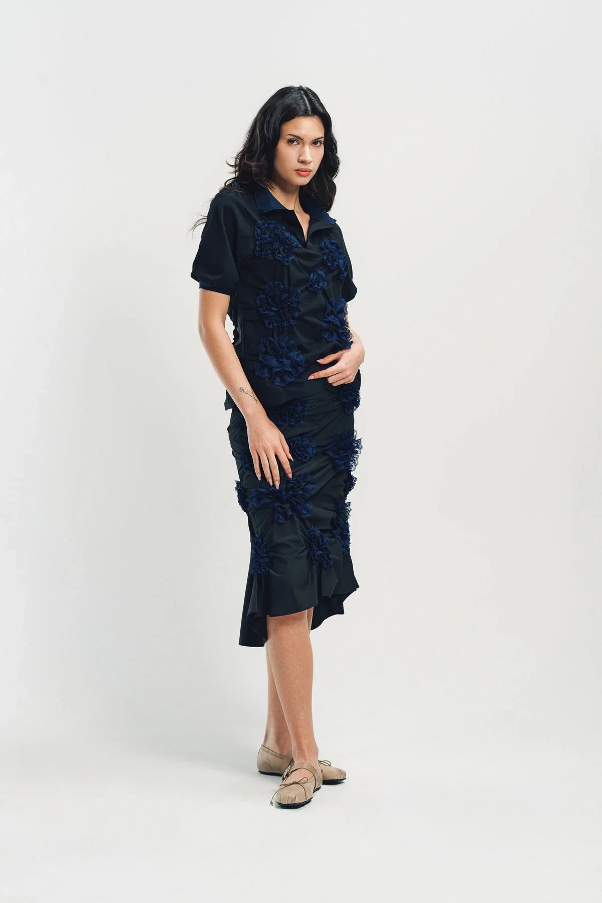 CAROLINE HU | ELASTIC RUCHING POLO