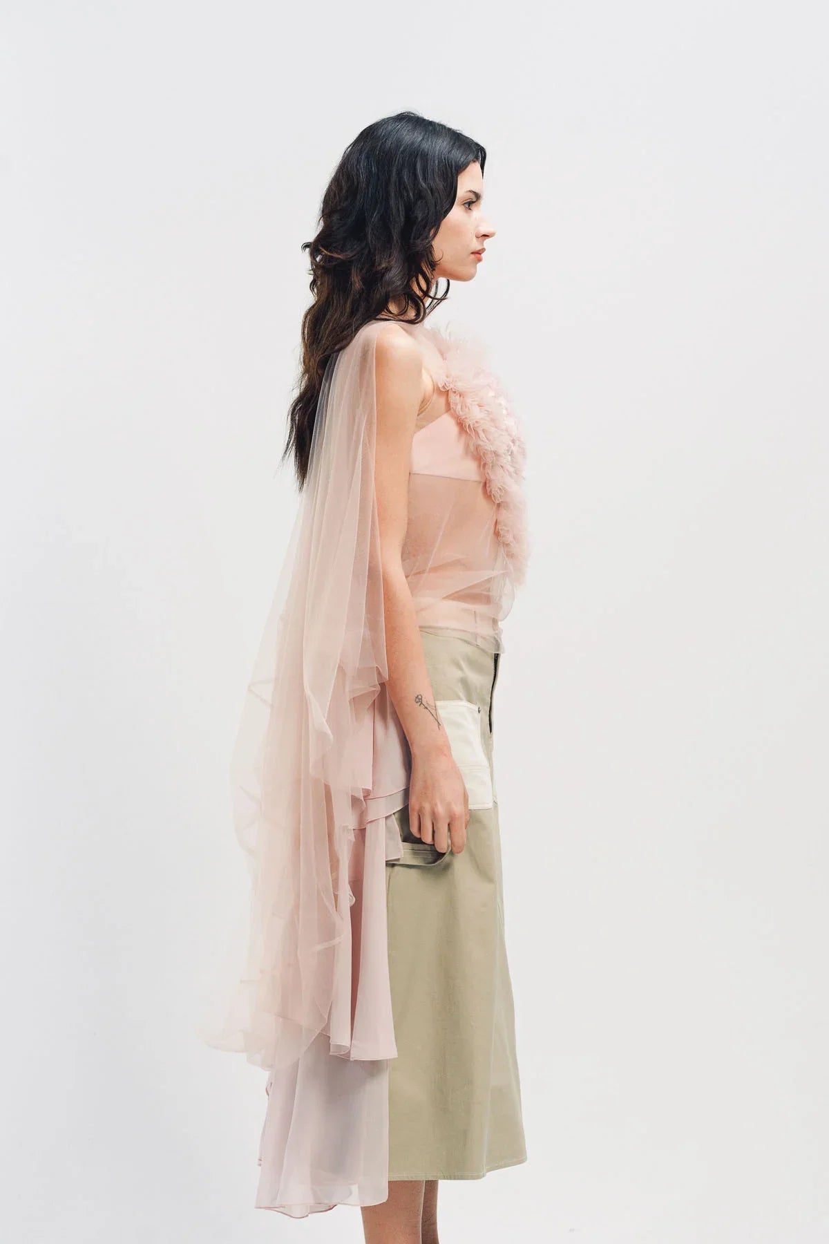 CAROLINE HU | RUFFLE TULLE TOP