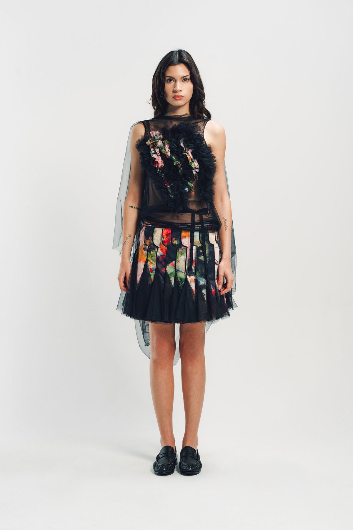 carolineqiqi caroline hu チュール　トップス CAROLINE HU | PRINTED RUFFLE TULLE TOP