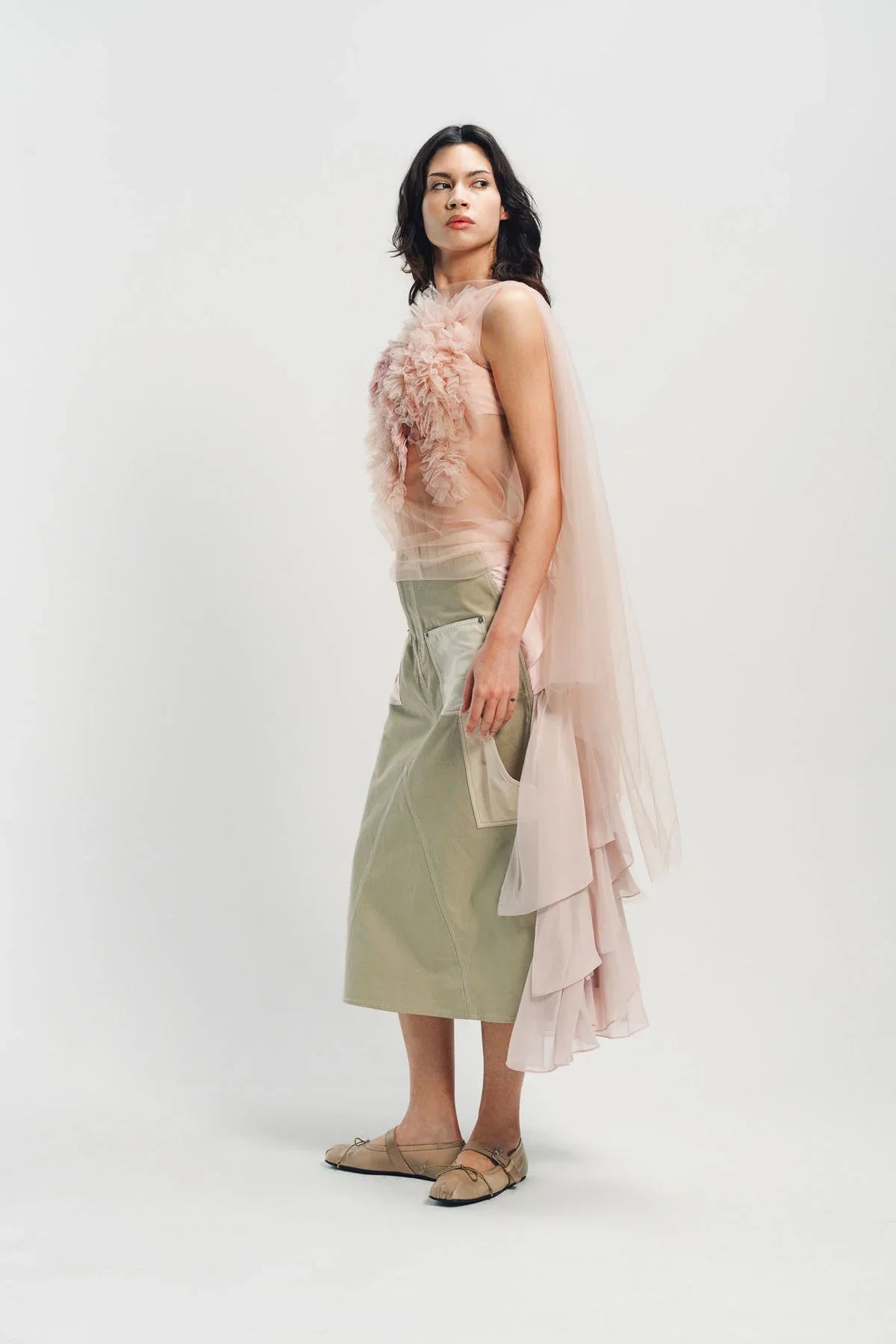 CAROLINE HU | COLLAGE RUFFLE SKIRT