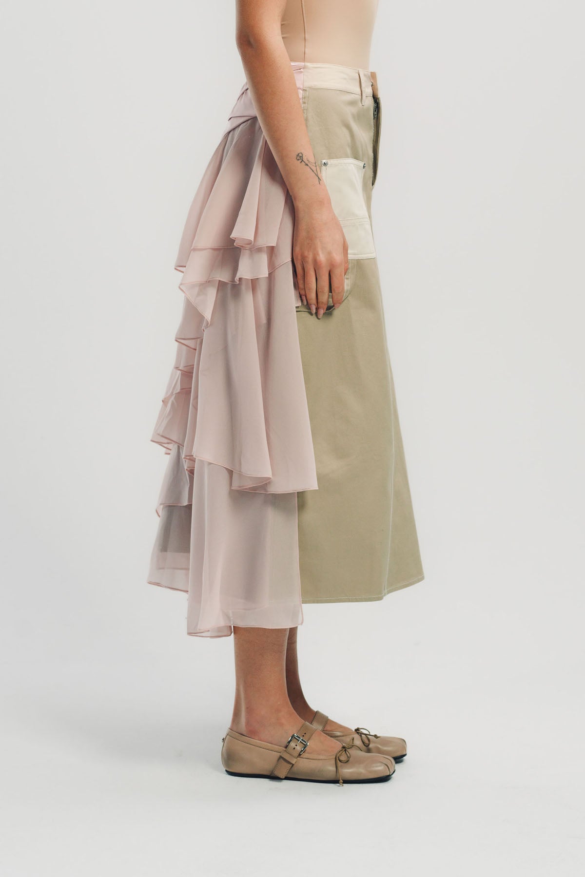 CAROLINE HU | COLLAGE RUFFLE SKIRT