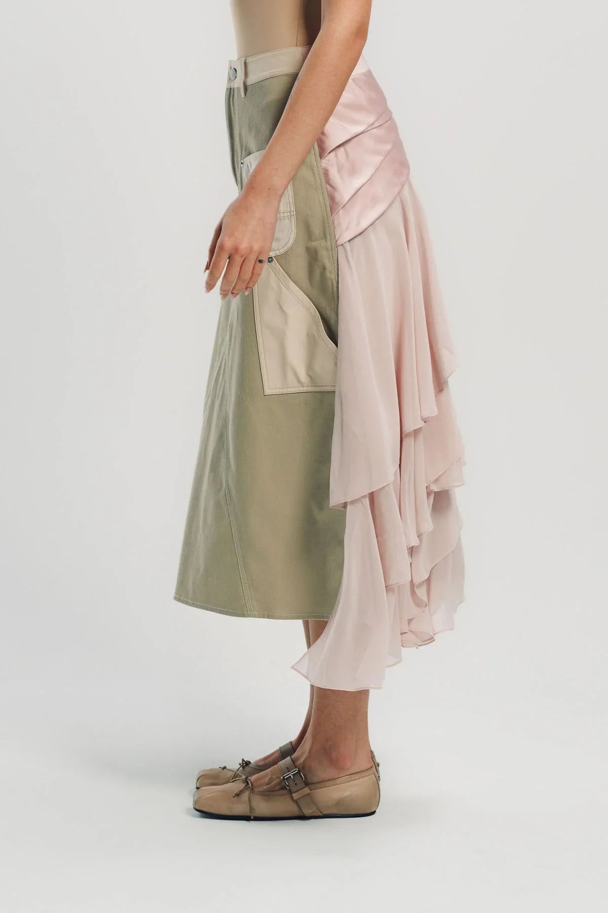 CAROLINE HU | COLLAGE RUFFLE SKIRT