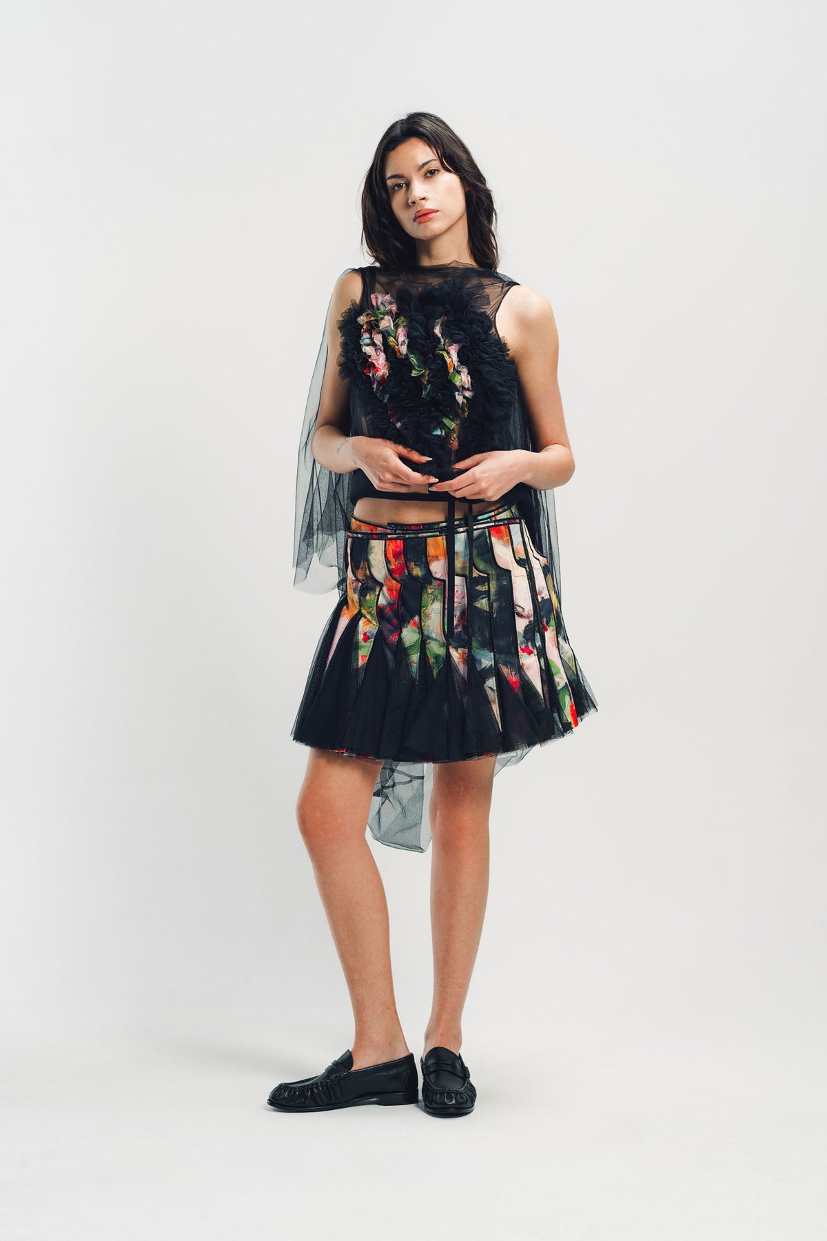 CAROLINE HU | PRINT GORED MIDI SKIRT