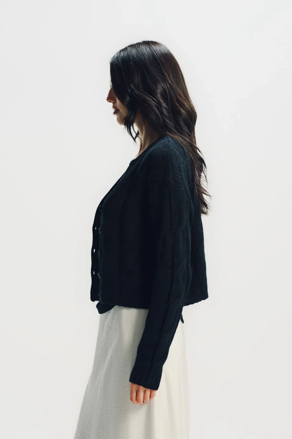 Sablyn | Jolie V-neck Cropped Cable Cashmere Cardigan