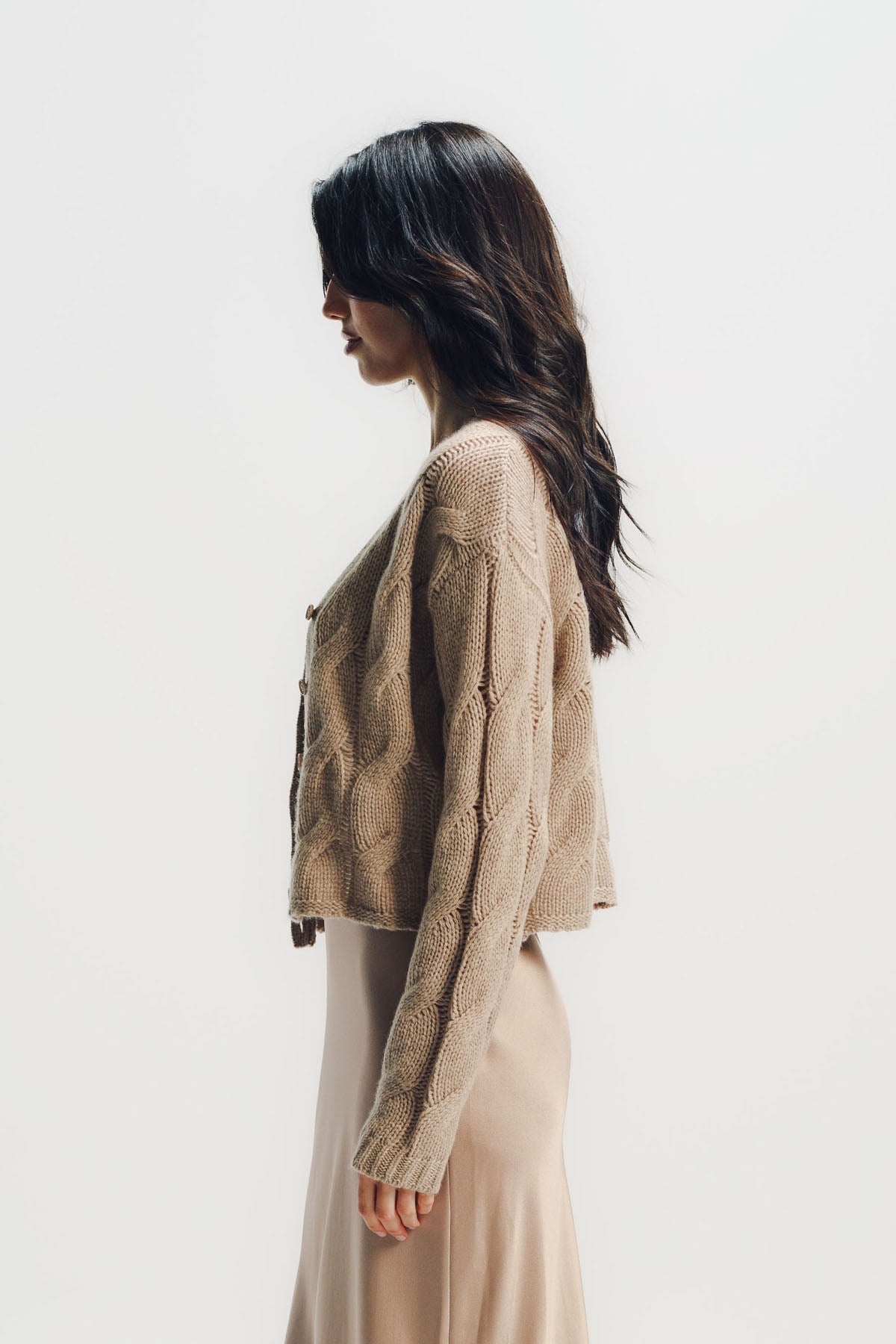 Sablyn | Jolie V-neck Cropped Cable Cashmere Cardigan