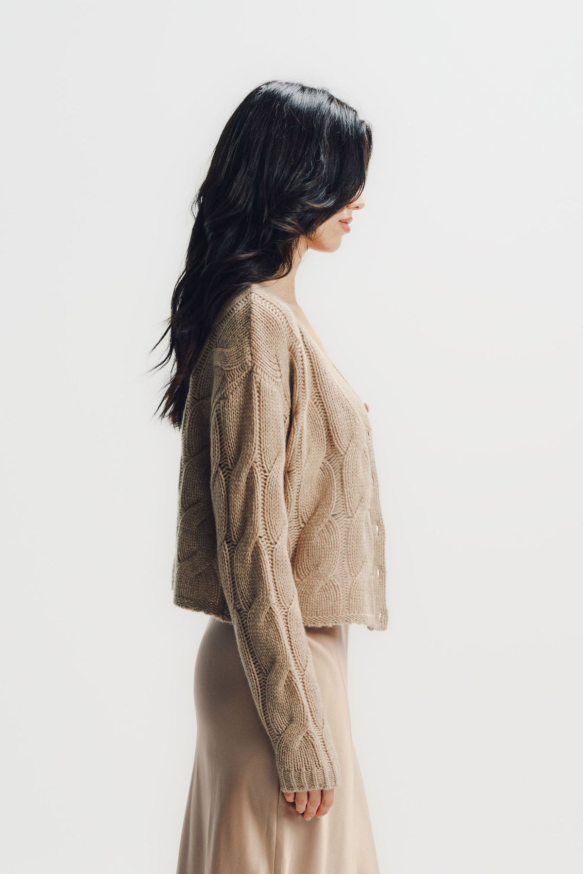 Sablyn | Jolie V-neck Cropped Cable Cashmere Cardigan
