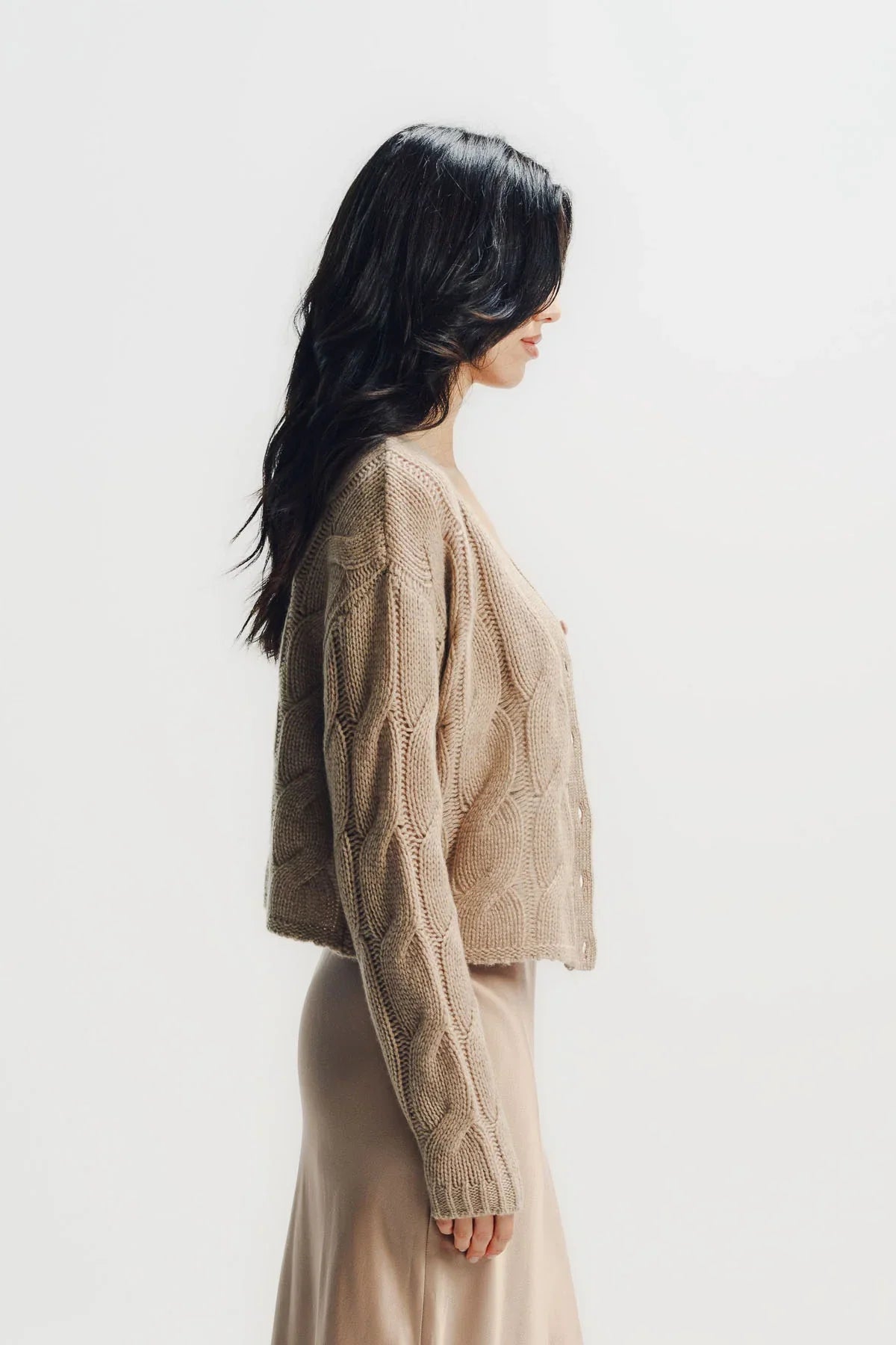 Sablyn | Jolie V-neck Cropped Cable Cashmere Cardigan