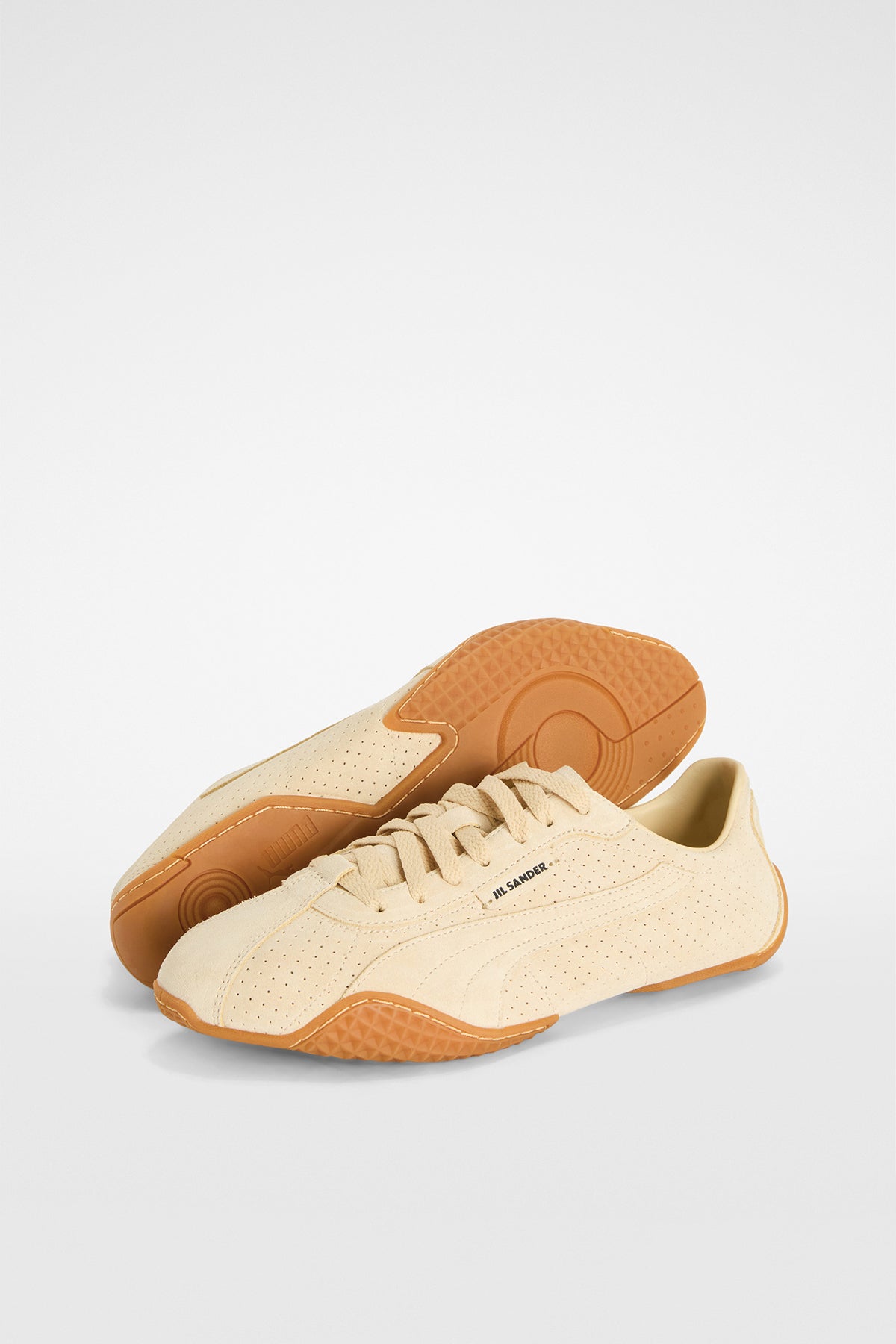PUMA X JIL SANDER | BEIGE CANVAS K-STREET SUEDE SNEAKERS