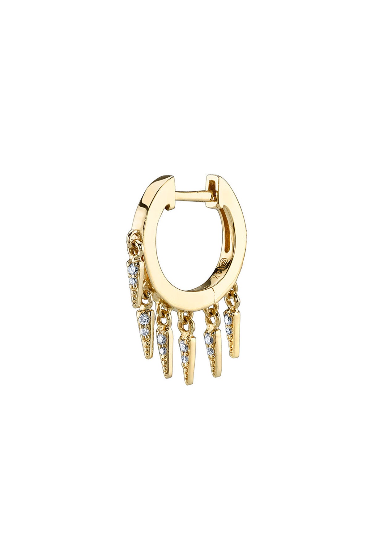 Sydney Evan | Yellow Gold Small Pave Diamond Fringe Hug Earrings