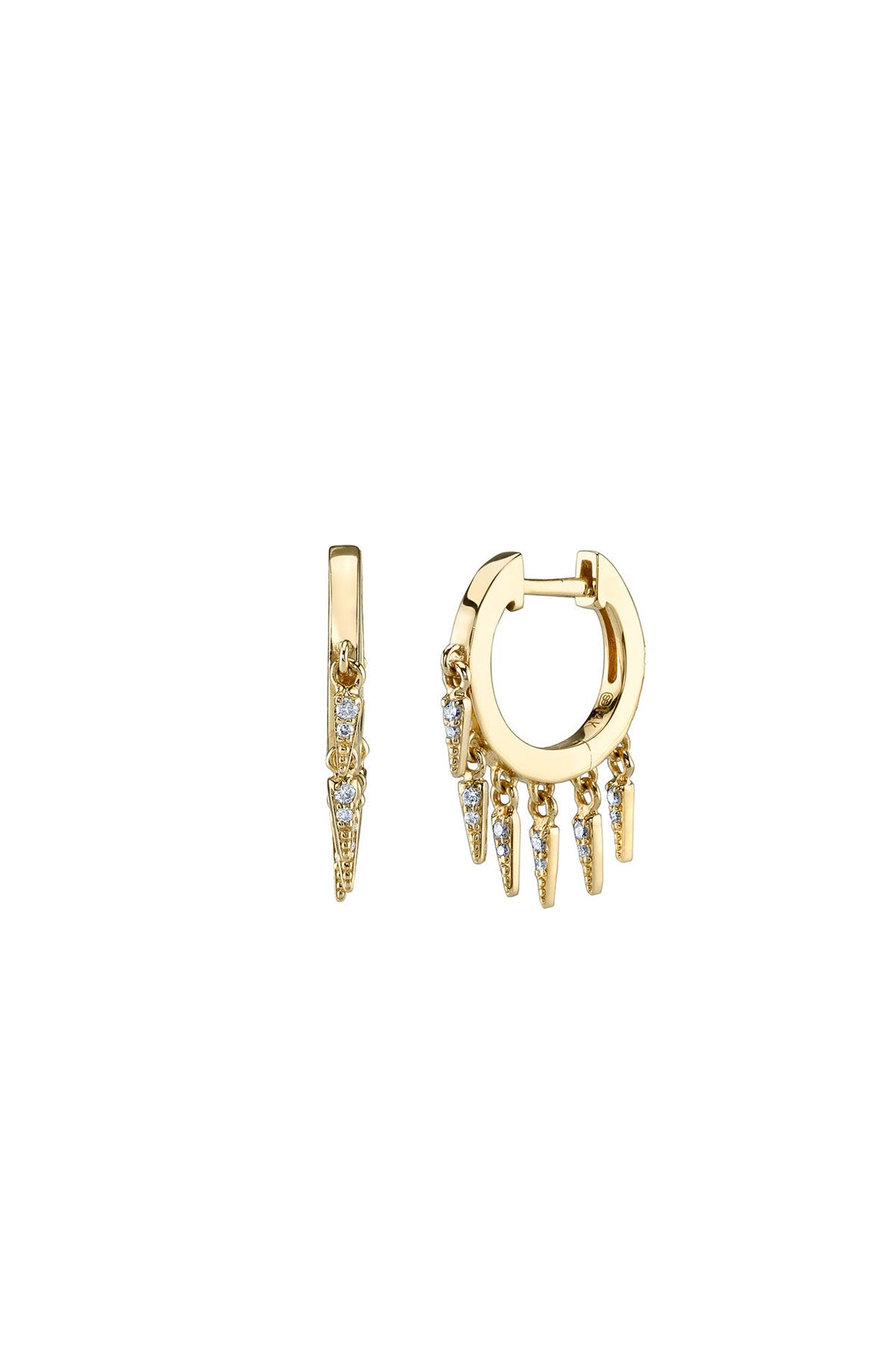 Sydney Evan | Yellow Gold Small Pave Diamond Fringe Hug Earrings