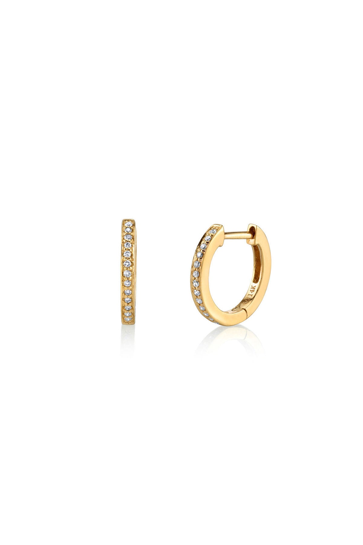 Sydney Evan | Yellow Gold 9mm Pave Diamond Earrings