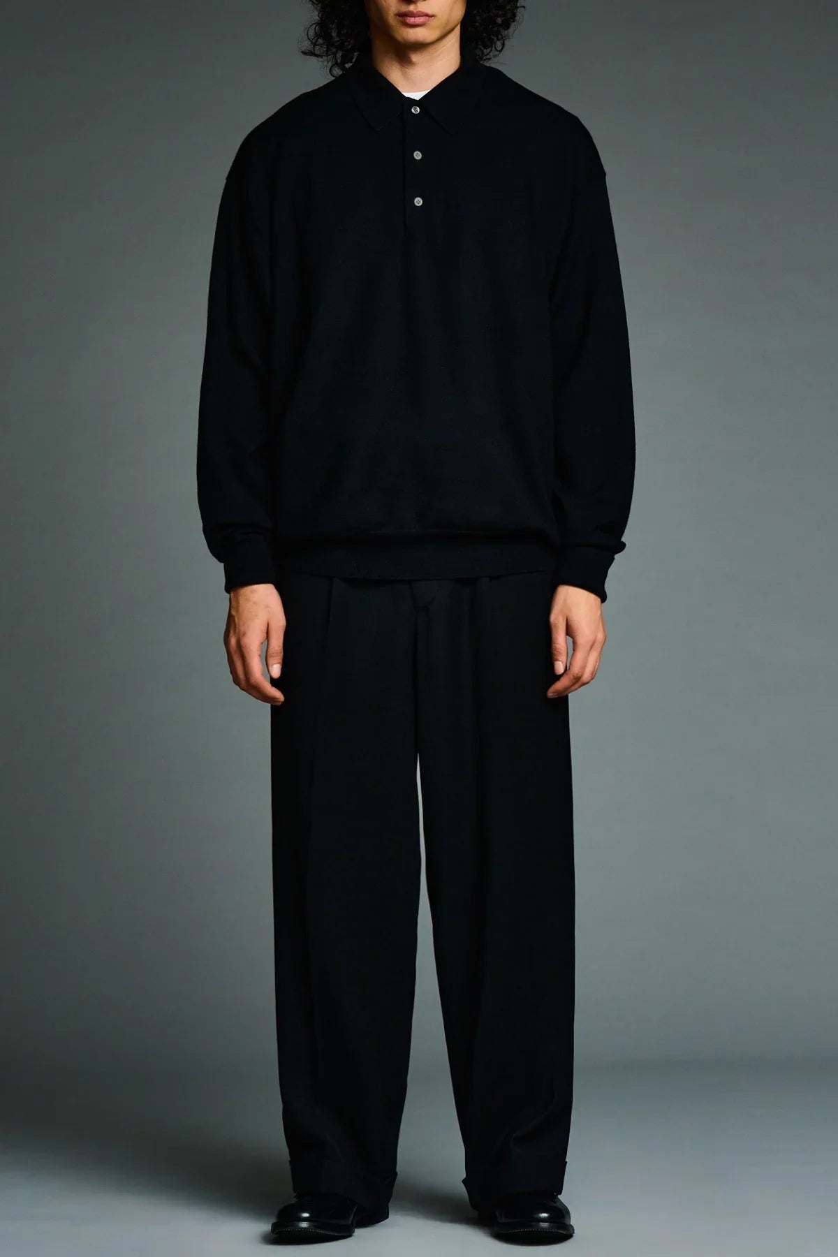 A.presse | Wool Knit Long Sleeve Polo Shirt