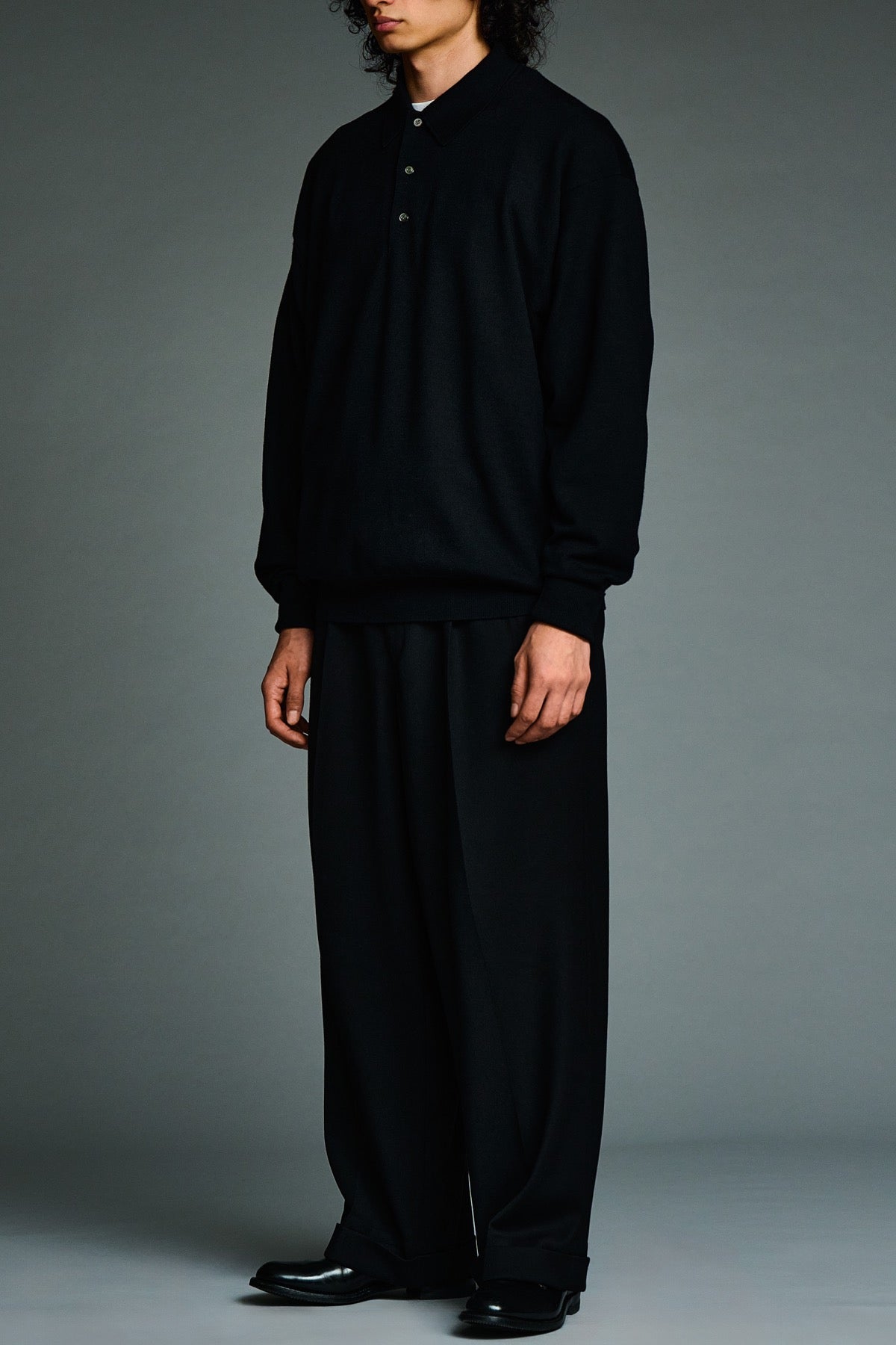 A.presse | Wool Knit Long Sleeve Polo Shirt