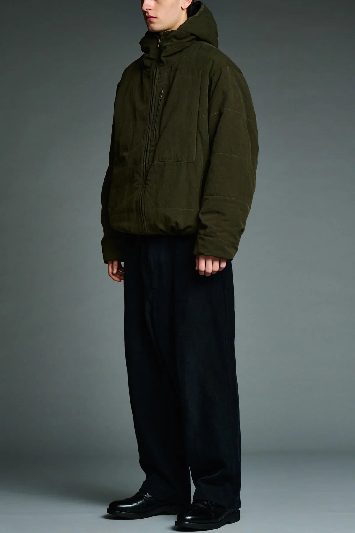 A.presse | Washed Cotton Silk Linen Padded Jacket