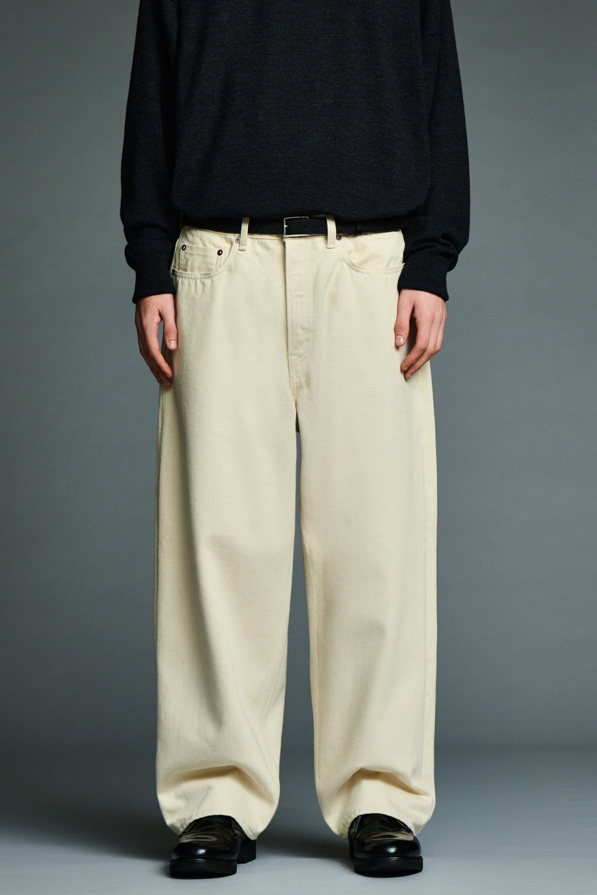 A.presse | Cotton Silk Washed Wide Denim Pant