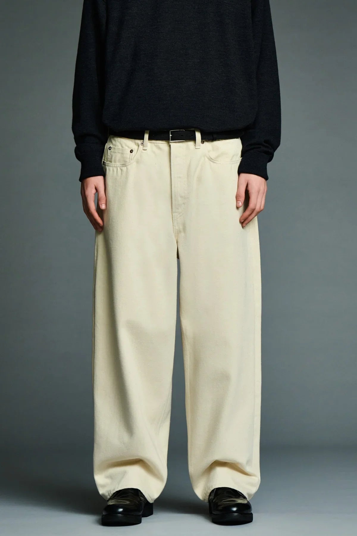 A.presse | Cotton Silk Washed Wide Denim Pant